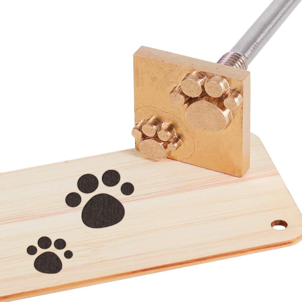 BNIB-OLYCRAFT Dog Paw Branding Iron - Rectangular Brass Head with Wooden Handle for Wood, Leather, -$15
