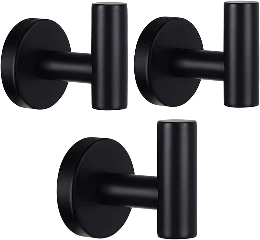 BNIB-3 Packs Wall Towel Hooks Bathroom Hook Matte Black Robe Coat Hooks SUS 304,-$8/1set,-$15/2sets