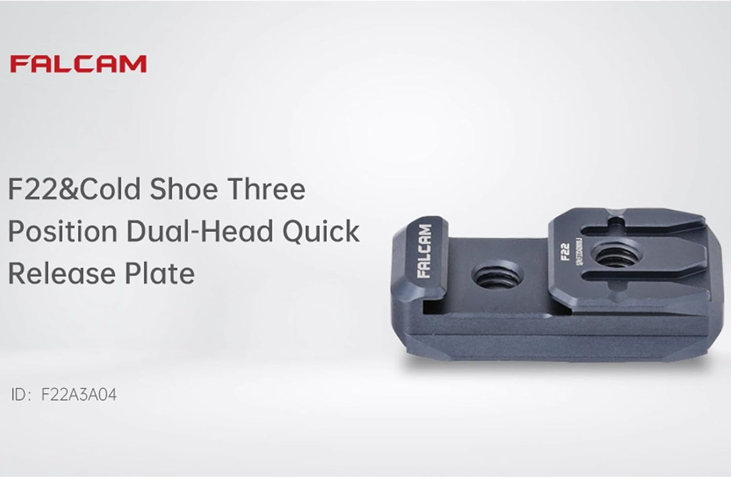 BNIB-FALCAM F22 Cold Shoe Three Position Dual-Head Quick Release Plate with Dual-Side F22 Quick Release Mount