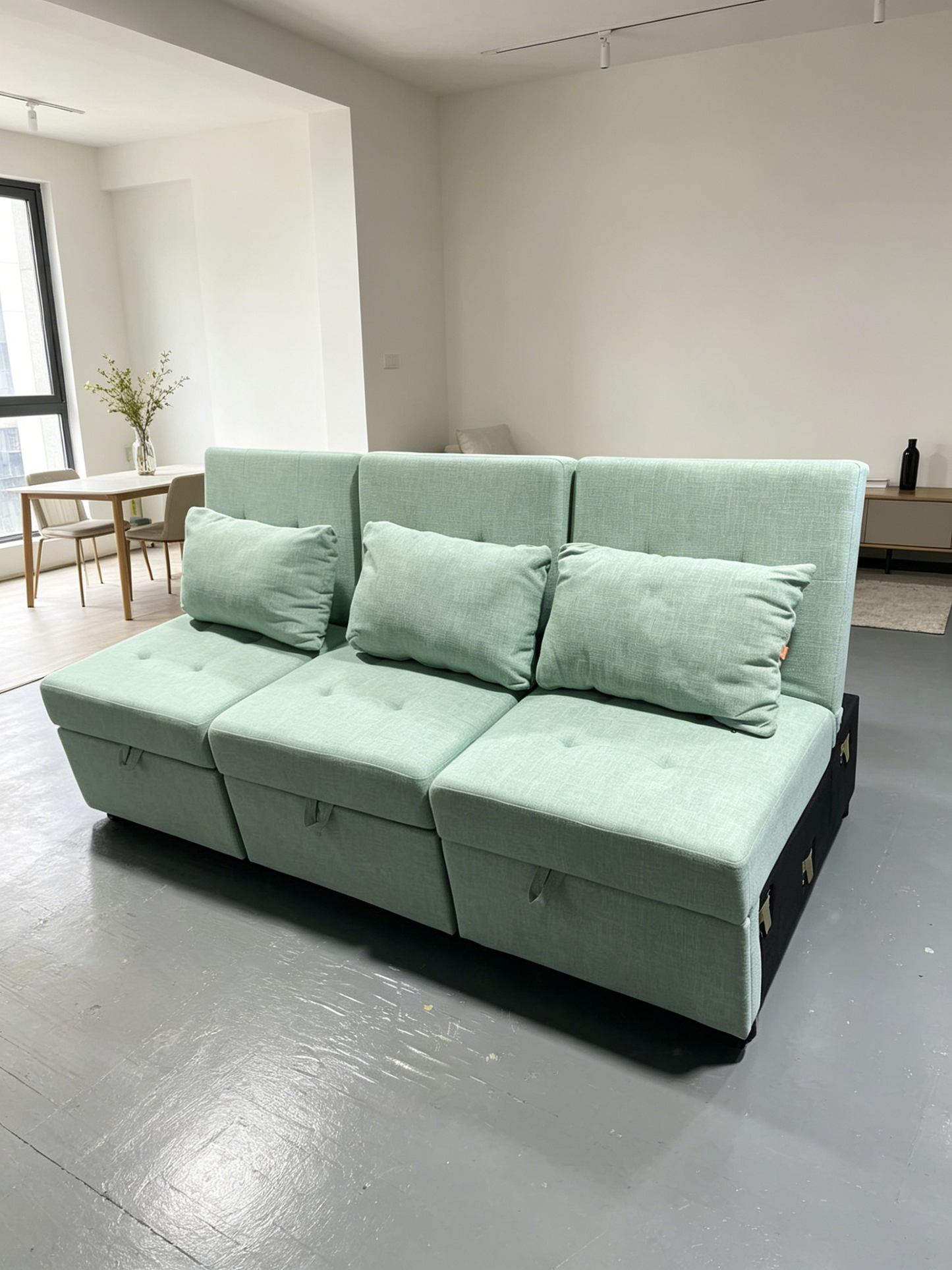 Brand New Assemble POVISON Chair Bed Sleeper, 3-in-1 Convertible Sofa Chair W/ Adj(Light Green),-$750/Set