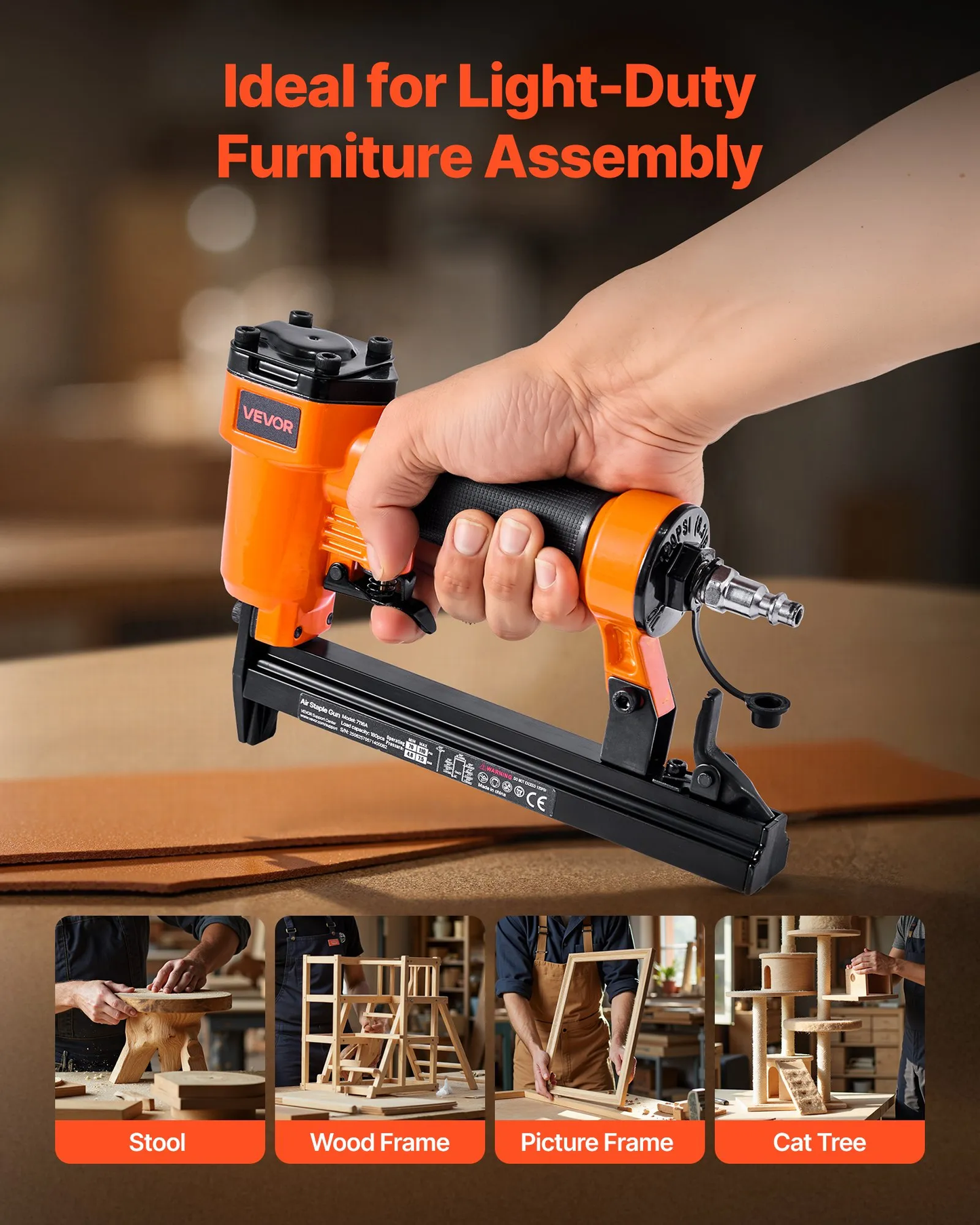 VEVOR Pneumatic Staple Gun, 22 Gauge Pneumatic Upholstery Stapler for 71 Series Fine Wire Staples 3/8-inch,-$25