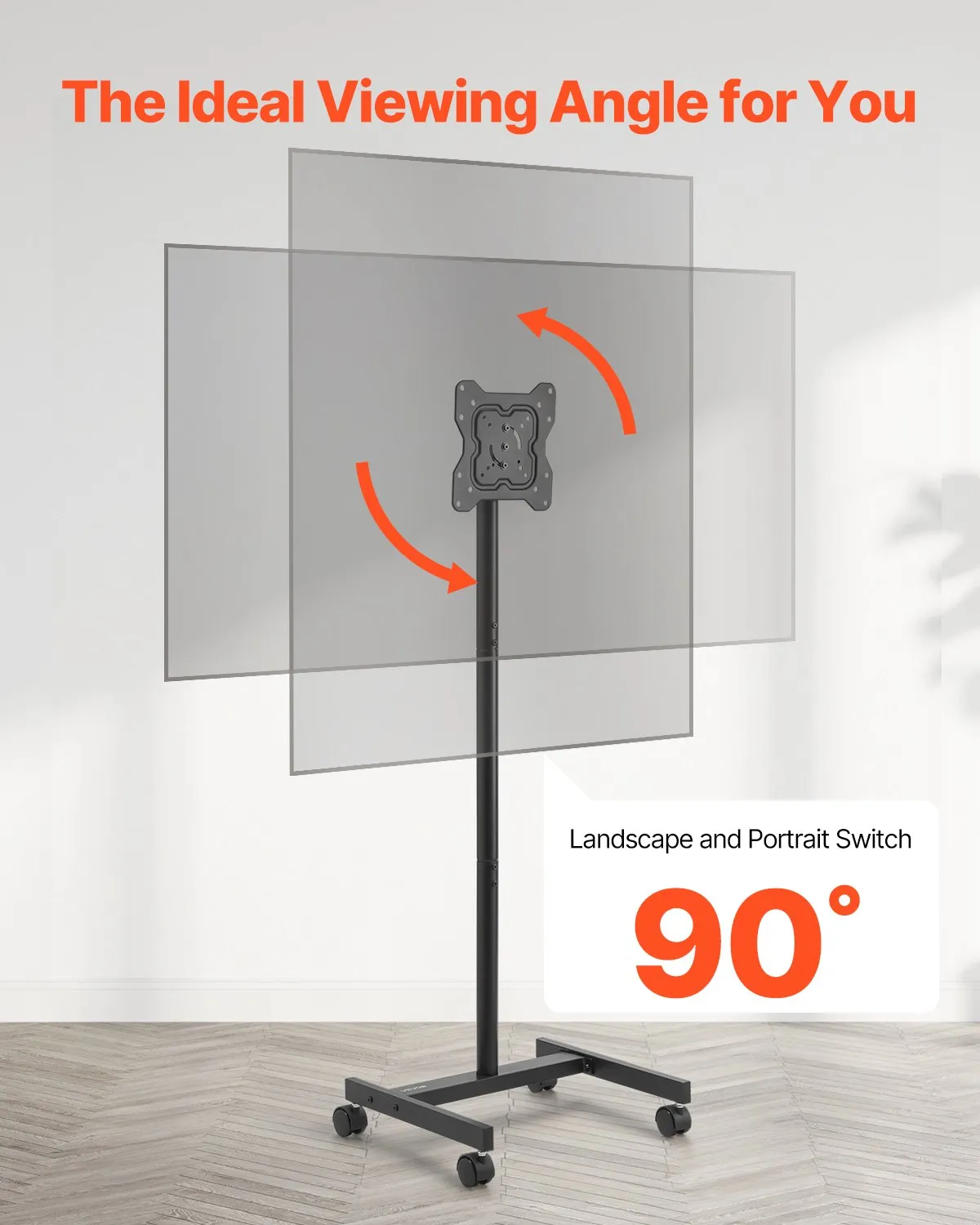 VEVOR Rolling TV Stand, Mobile TV Cart for 17-55 Inch Screens, Portrait to Landscape,-$35