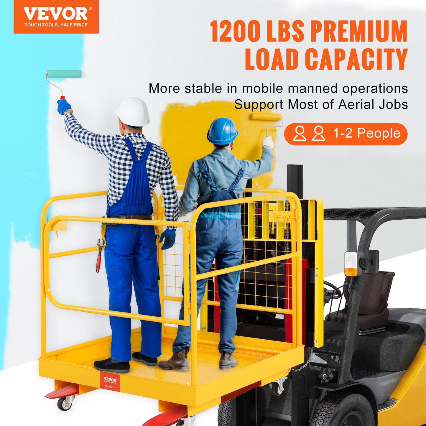 BNIB-VEVOR Forklift Safety Cage, 1200 lbs Load Capacity, 36 x 36 inches Folding Forklift Work Platform,-$220