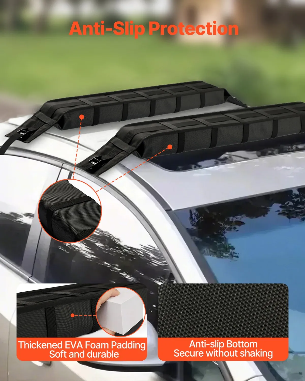 VEVOR Soft Roof Rack Pads, 33-Inch Universal Car Roof Rack Pad, 176LBS Load Capacity Luggage Kayak Carrier,-$50