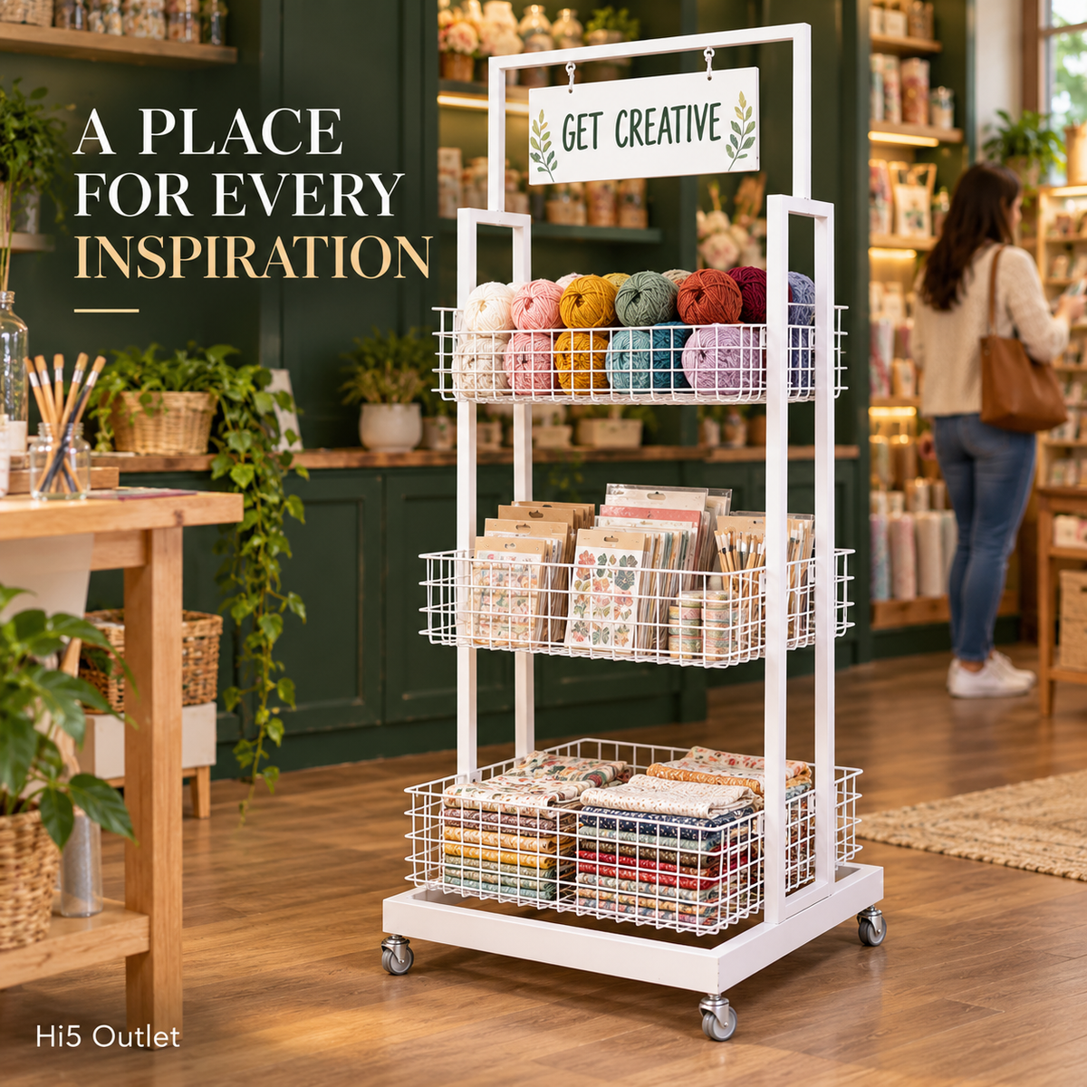 BNIB-4-Way & 3-Tier Storage Rack w/Wheels, Retail Display Racks, Household Storage Organizer