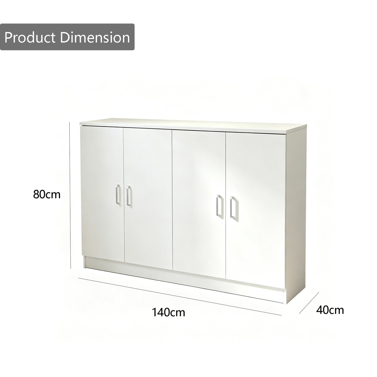 Brand New Assembled 4-door Sideboard Cabinet w/1 Adjustable Shelf, Storage Cupboard (White),-$160