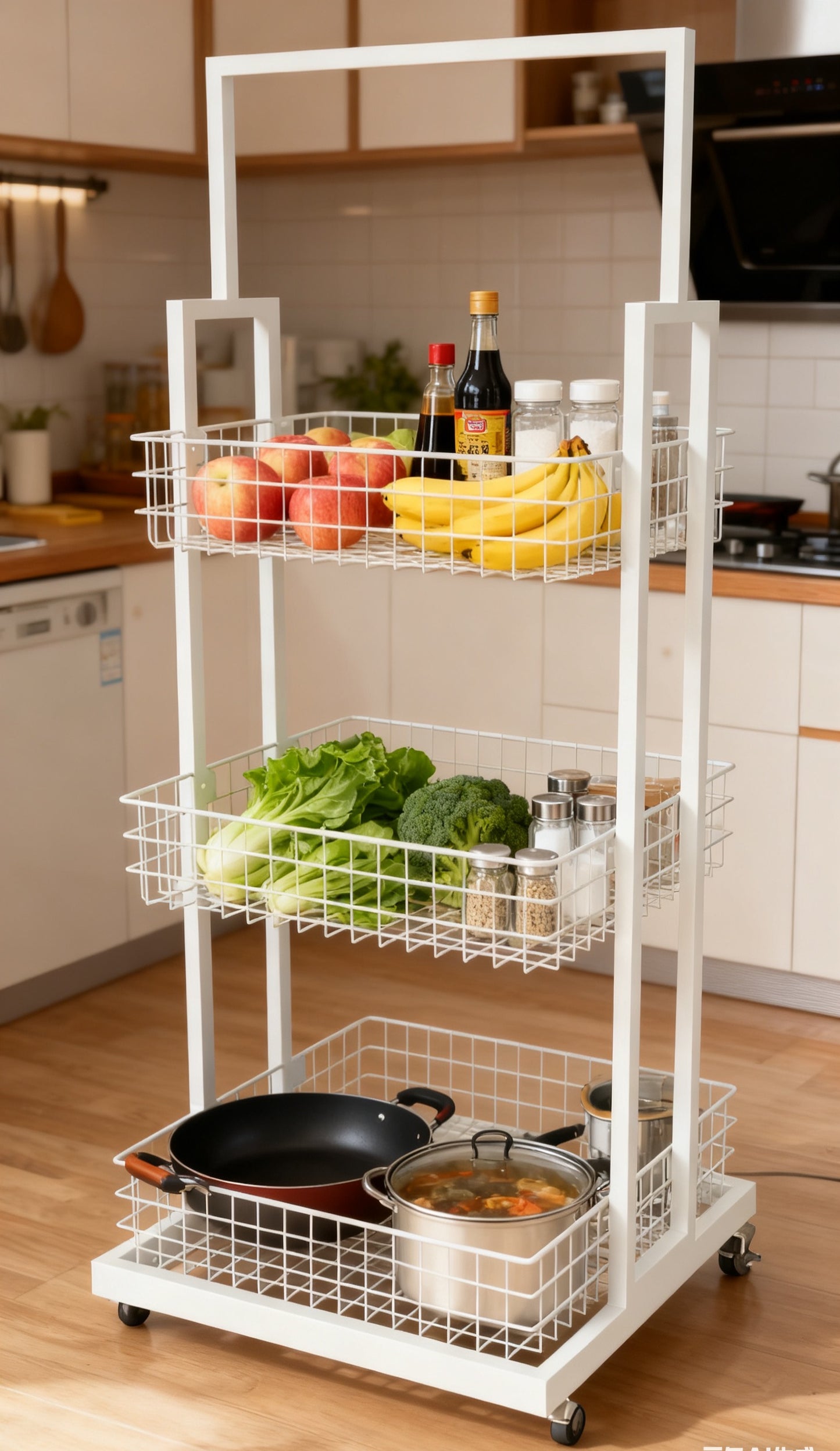 BNIB-4-Way & 3-Tier Storage Rack w/Wheels, Retail Display Racks, Household Storage Organizer