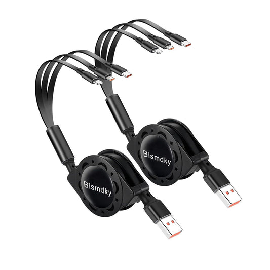 BNIB-2 Pack 3 in 1 Multi USB Retractable Charger Cable,3A Multiple Charging Cord Adapter