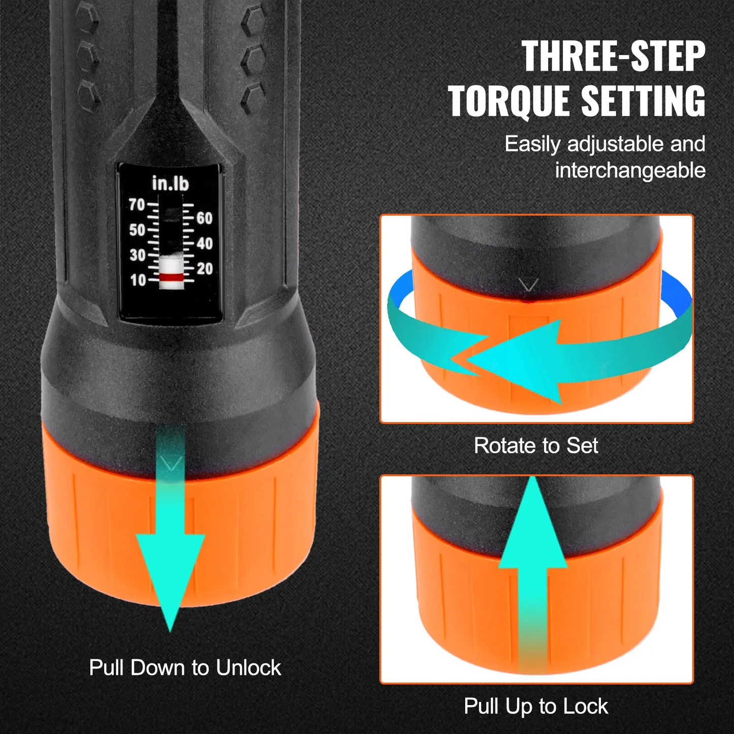 VEVOR 1/4" Drive Torque Screwdriver Wrench Set | 10-70 in-lbs Torque Adjustment Range | 1 in-lb Increment,-$45