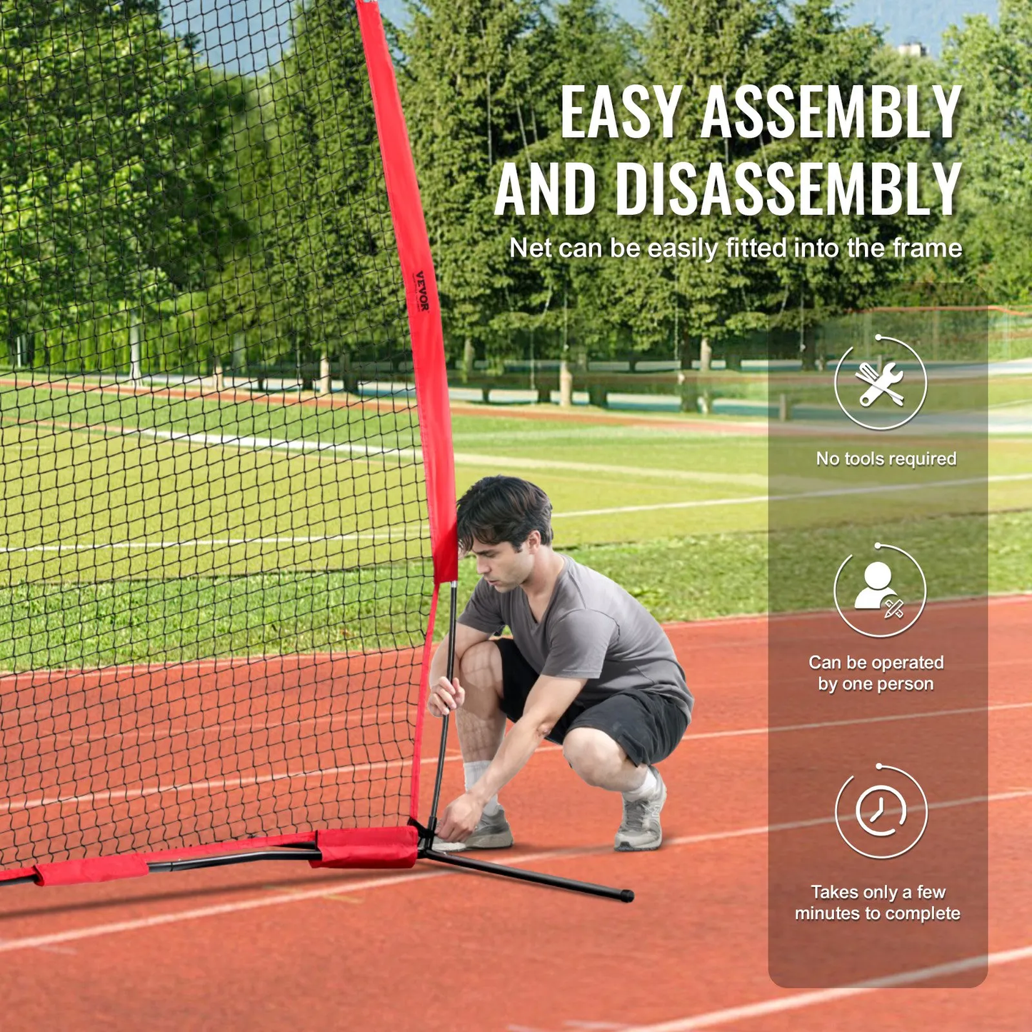 VEVOR Barricade Backstop Net, 12x9 ft Ball Sports Barrier Netting, Portable Practice,-$60