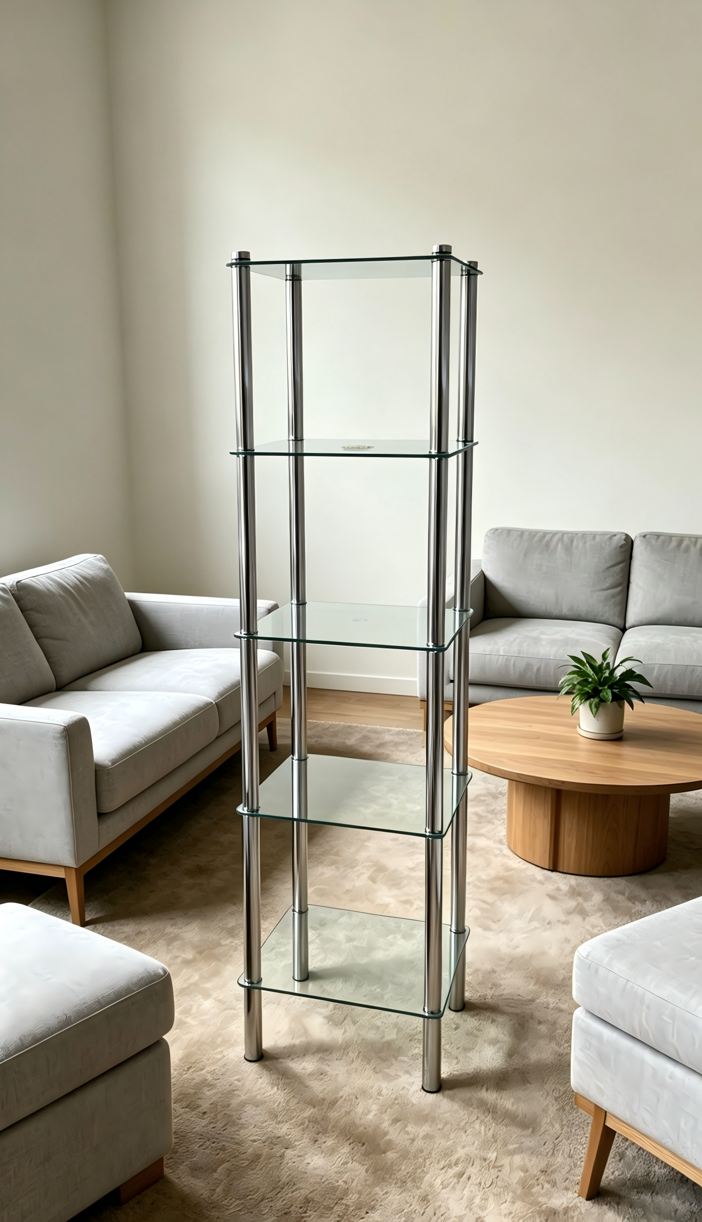 90% Like-New Assemble,5-Tier Glass & Metal Display Shelf,-$40