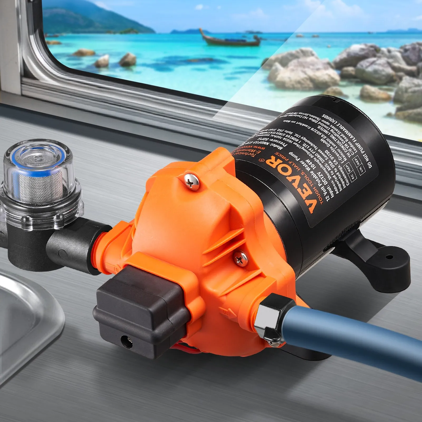 VEVOR 12V Diaphragm Pump, 3.5 GPM (13.25 L/min), 3-Chamber 12 Volt DC Water Pump with Automatic,-$45