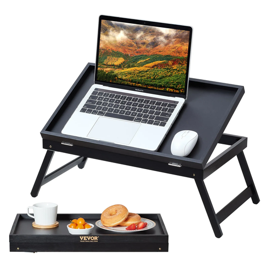 VEVOR Bed Tray Table with Foldable Legs, Bamboo Breakfast Tray for Sofa, Bed, Eating, Snacking, -$20