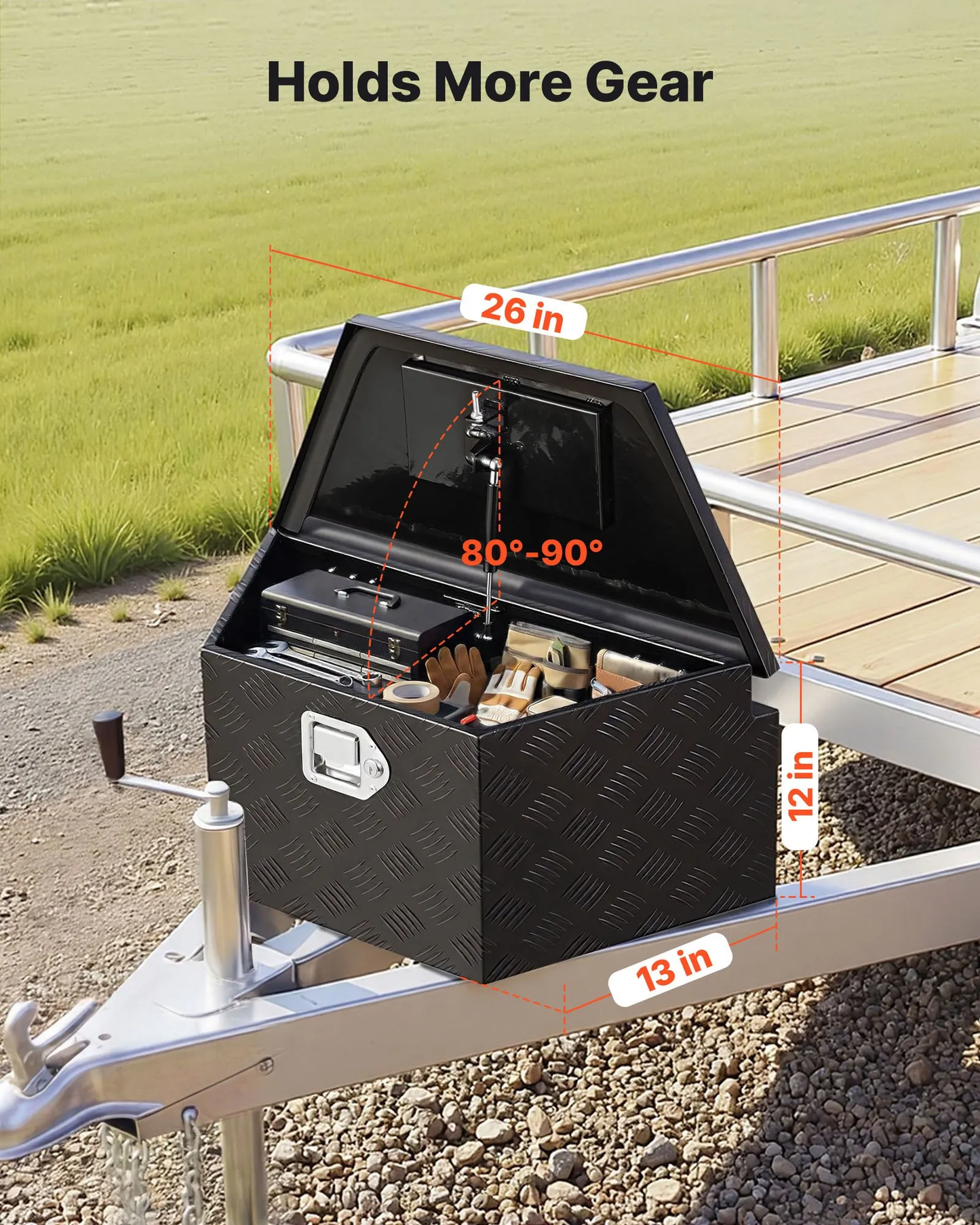 VEVOR Trailer Tongue Box, 26" x 13" x 12" Aluminum Trailer Tongue Tool Box, Heavy Organizer ,-$75