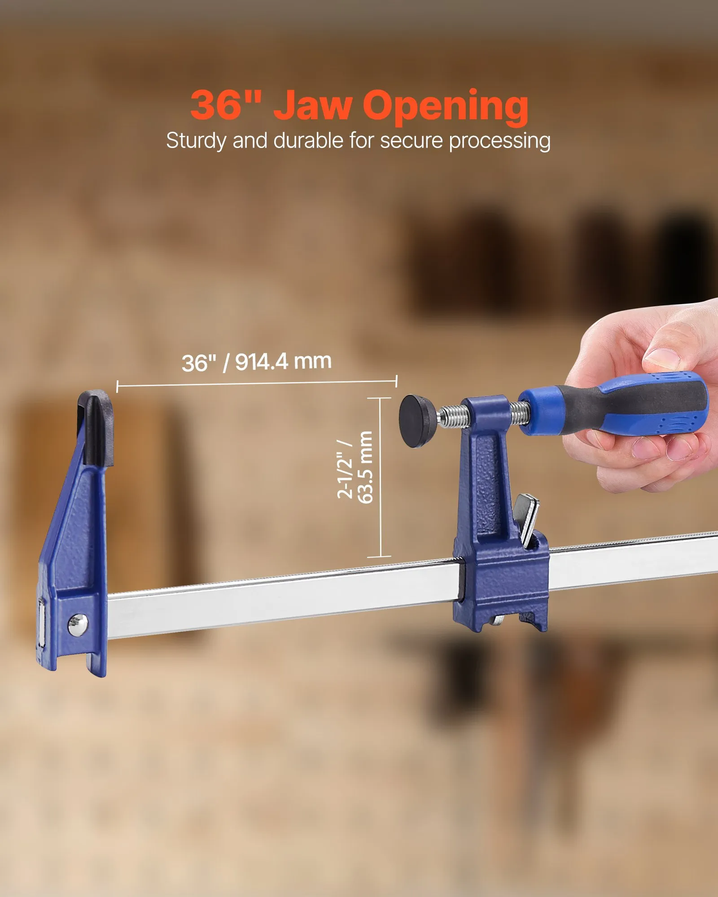 VEVOR Bar Clamps for Woodworking, 2-Pack 36 inch Opening, Lockable F-Clamp w/600 lbs,-$25