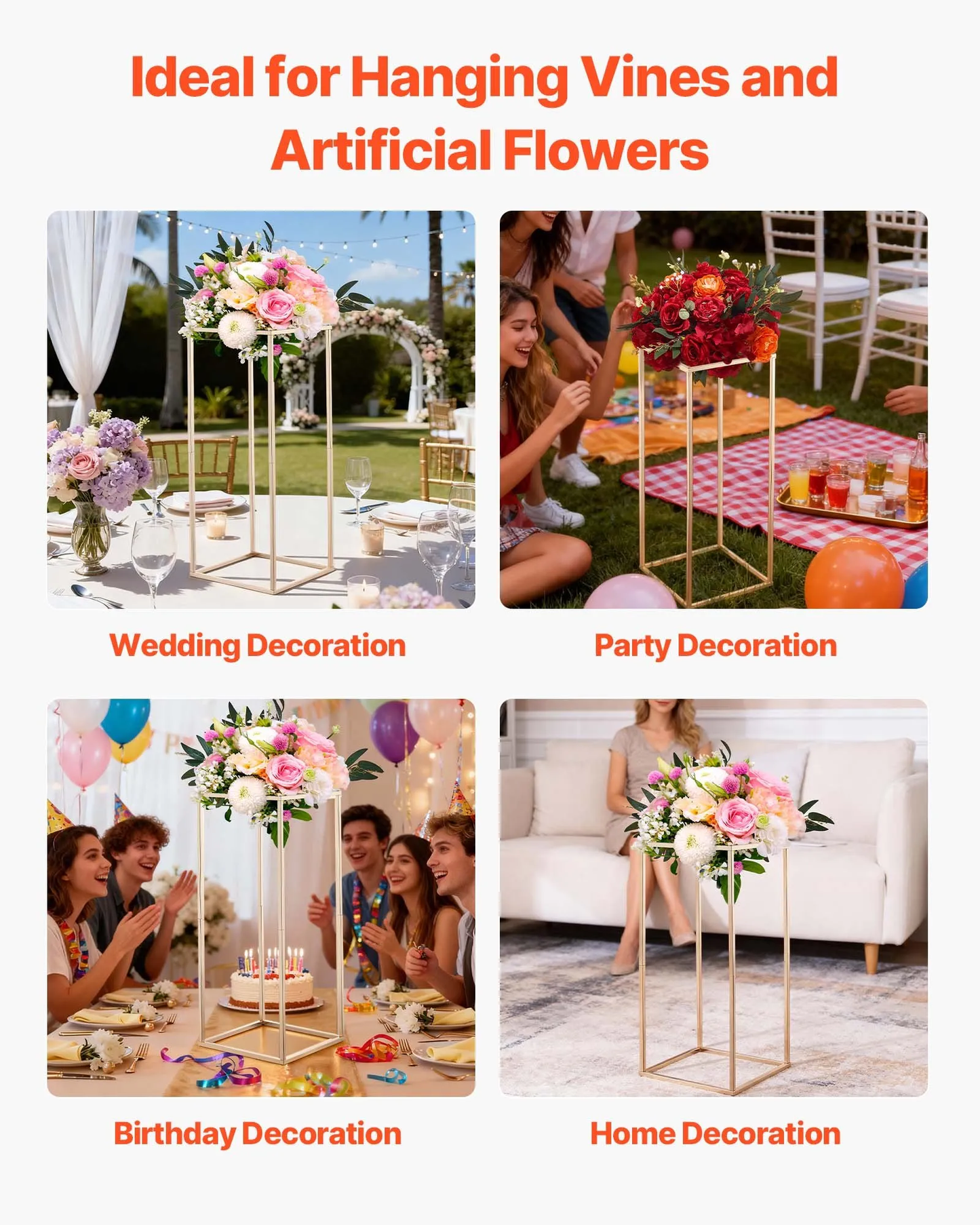 VEVOR Wedding Flower Stand, 10PCS 23.62-inch Column Flower Stand, Floral Stands,-$75