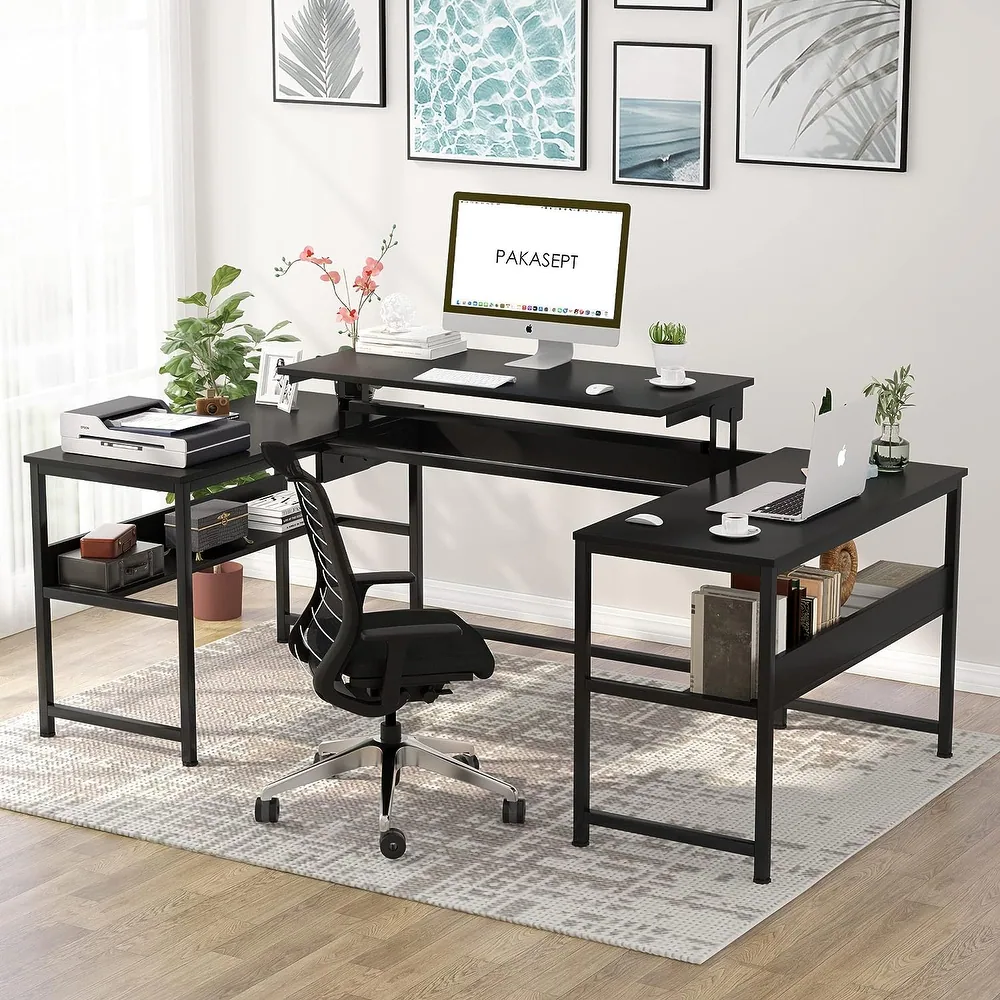 BNIB-U- Shaped Computer Desk with Lift Top, Work from Sitting to Standing