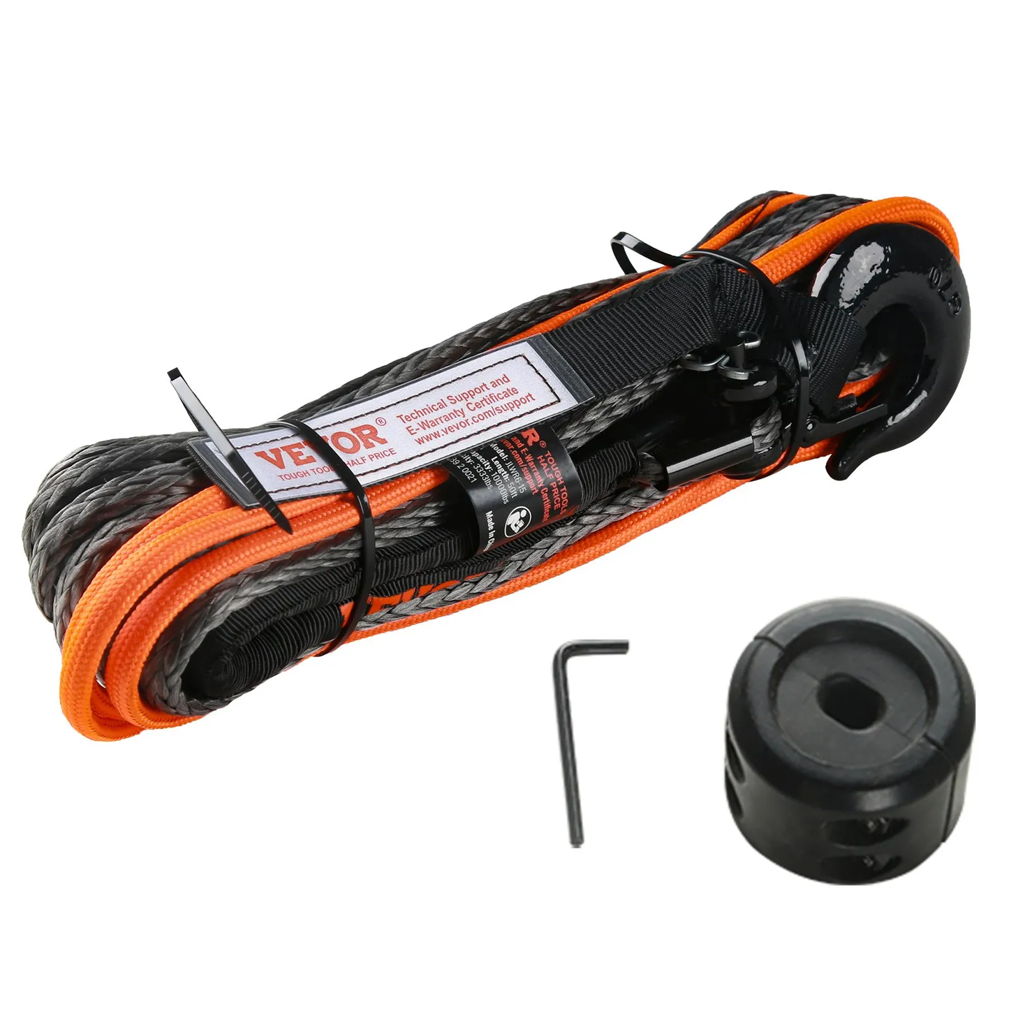 VEVOR Synthetic Winch Rope, 1/4 Inch x 50 Feet 10,000 lbs Synthetic Winch Line Cable Rope with Protective,-$25