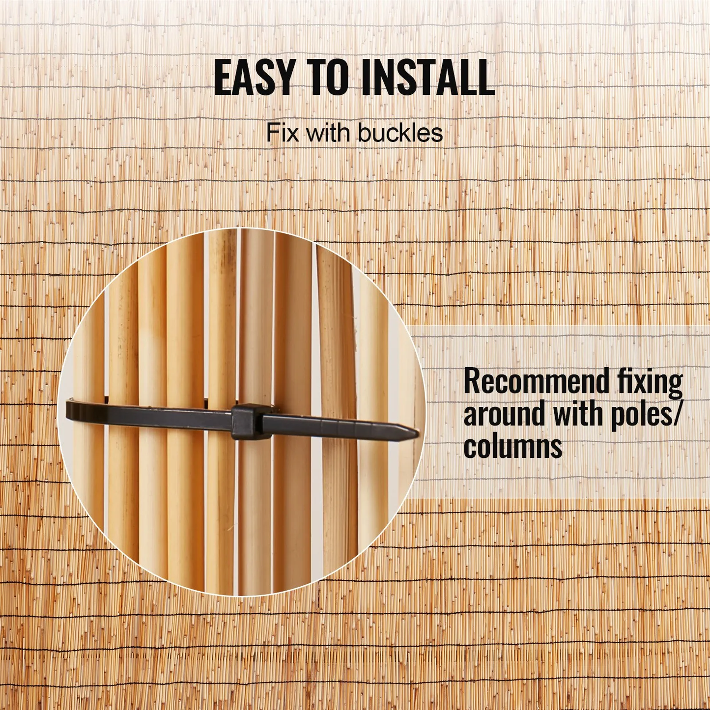VEVOR Natural Reed Fencing, 4 ft x 16.4 ft, Reed Screen Curtain Balcony Reed Fence Roll for Outdoor,-$35