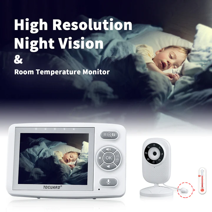 BNIB-Toguard AM30 Video Baby Monitor with Camera 3.5 Inch Screen Infant Wireless Transmission,