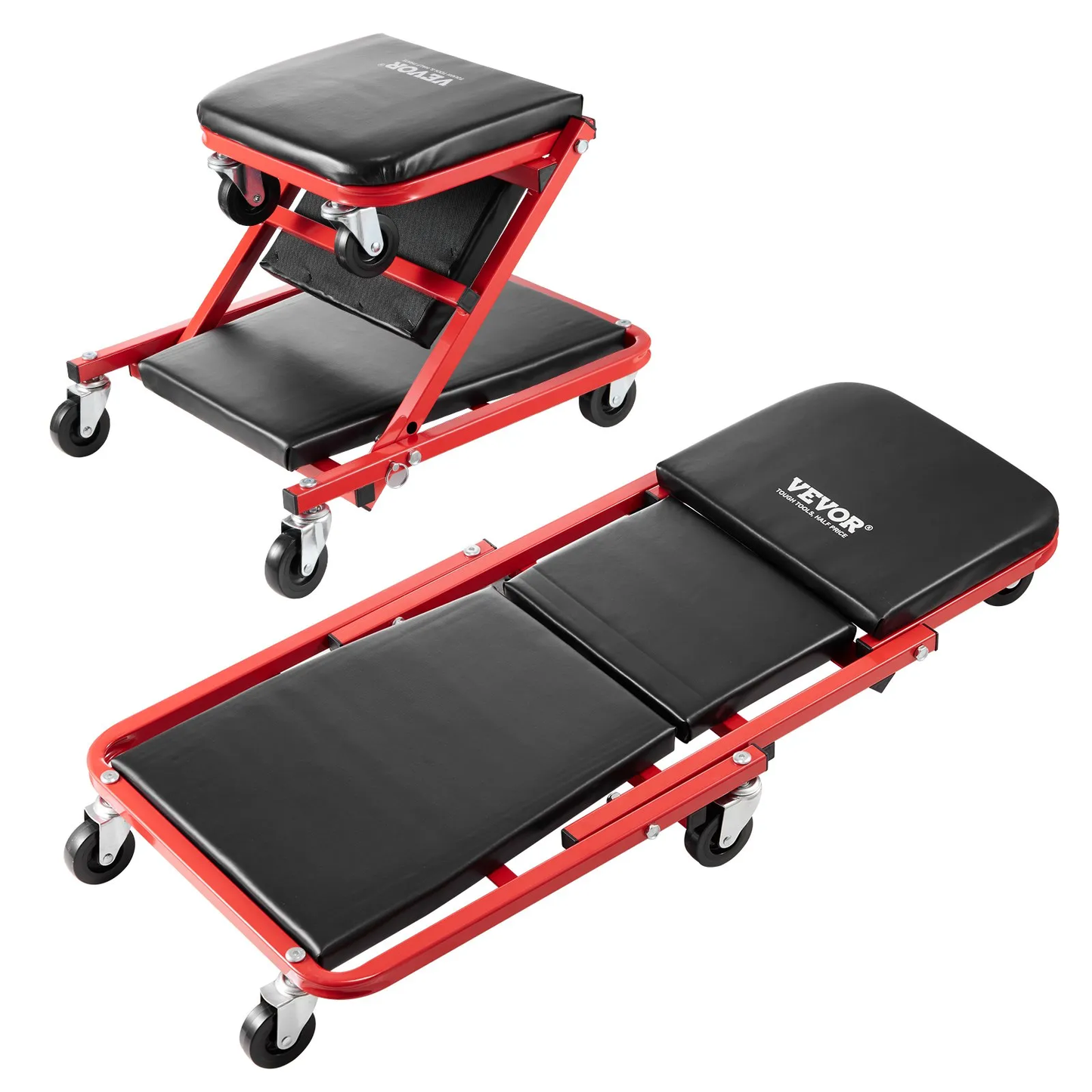 VEVOR Foldable Z Garage Creeper, 36 in, 300 lbs Load Capacity Rolling Folding Mechanic Creeper Stool,-$40