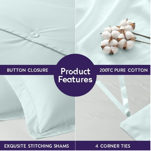 BNIB-3-Piece King Duvet Cover Set | 100% Cotton – Soft, Breathable & Durable with Corner Ties Button,-$20
