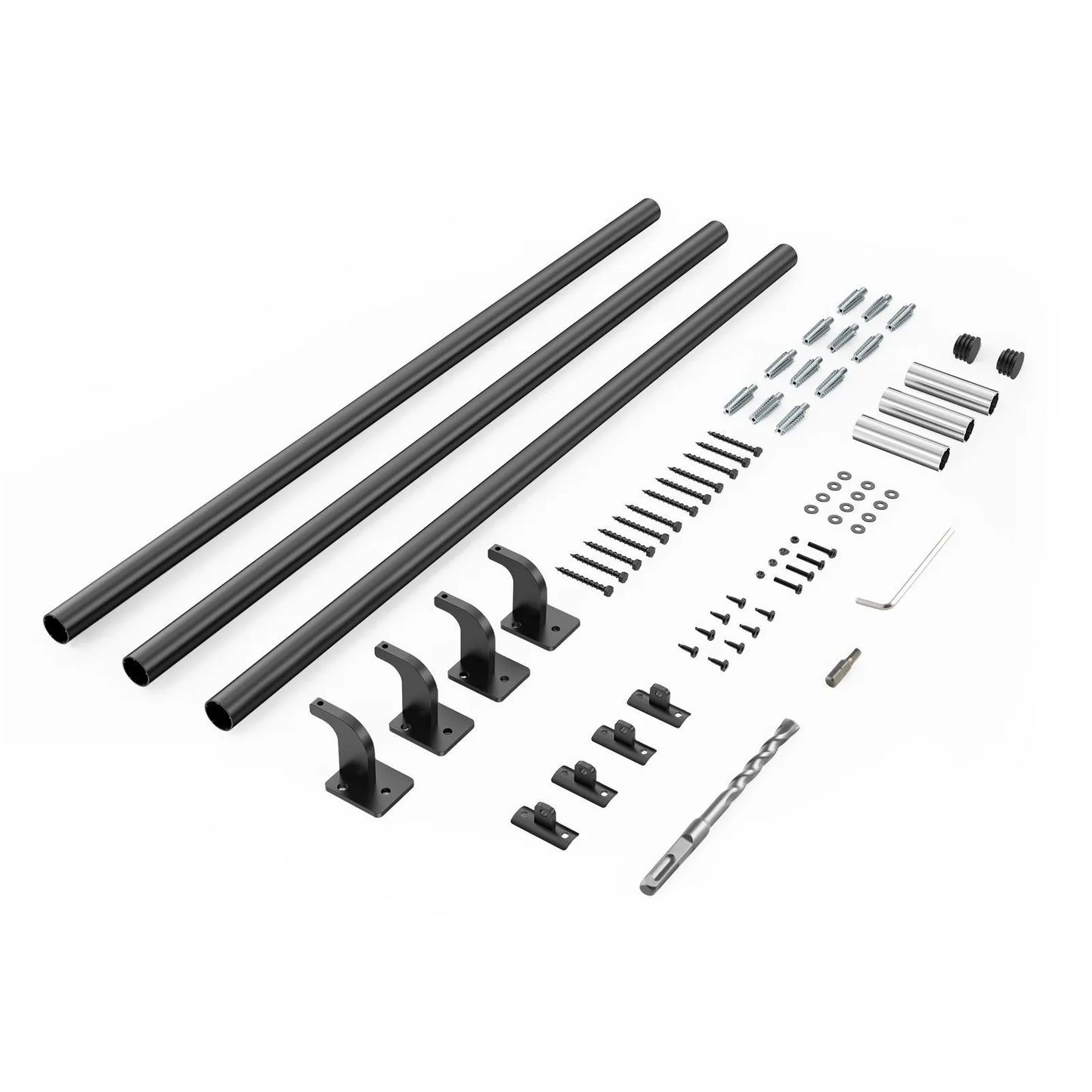 VEVOR Wall Mounted Stair Handrail, 10ft Pipe Staircase Handrail, Black Galvanized Aluminum,-$35