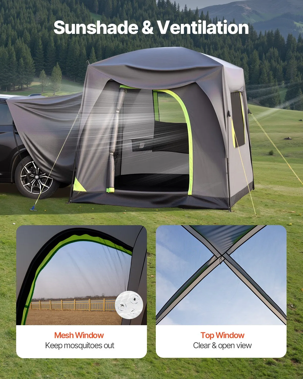 VEVOR SUV Tent for Camping, 10FT L x 8FT W, Waterproof PU2000mm Spacious Double Layer,-$230
