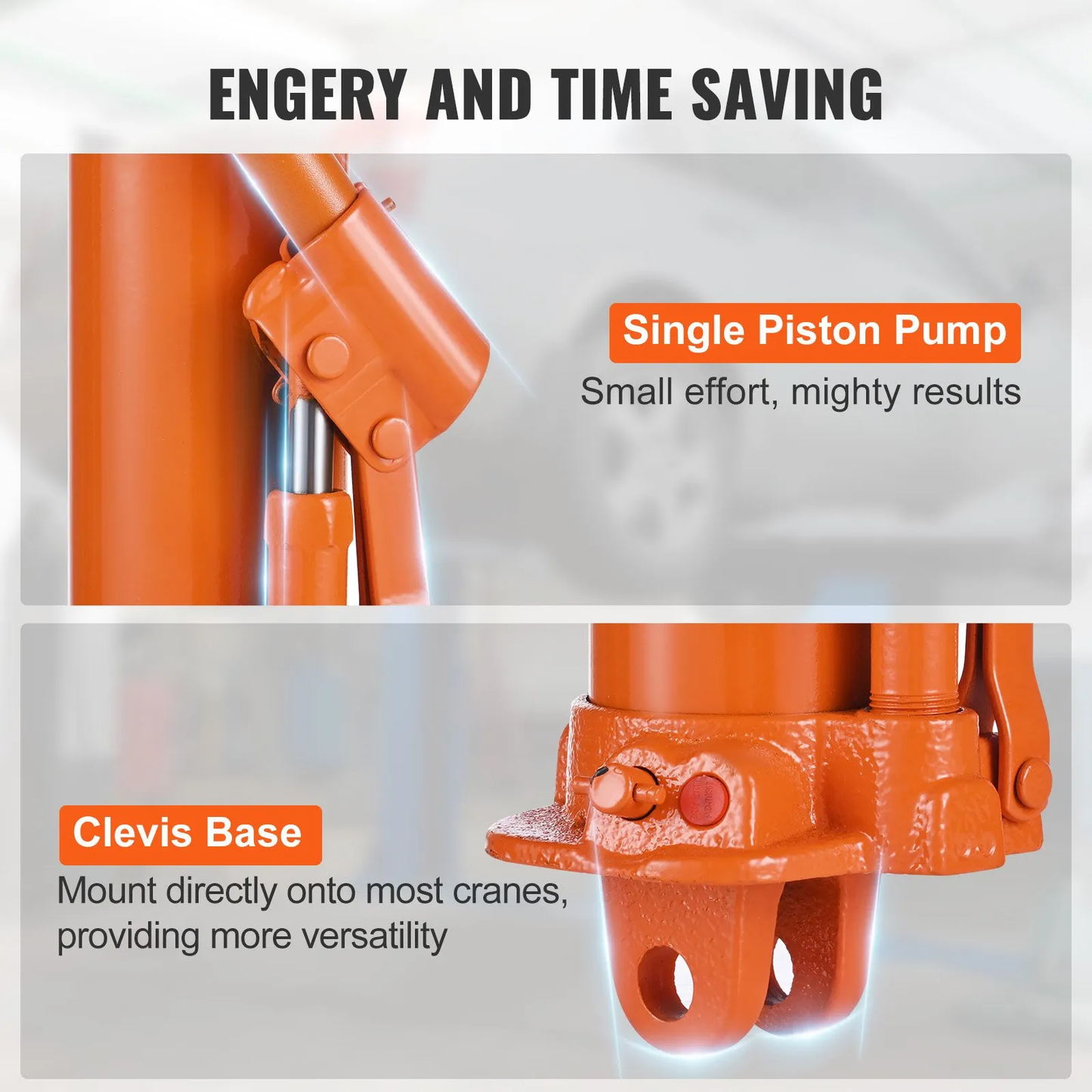 VEVOR Hydraulic Long Ram Jack, 3 Ton Engine Hoist Cylinder with Single Piston Pump And Clevis Base,-$40
