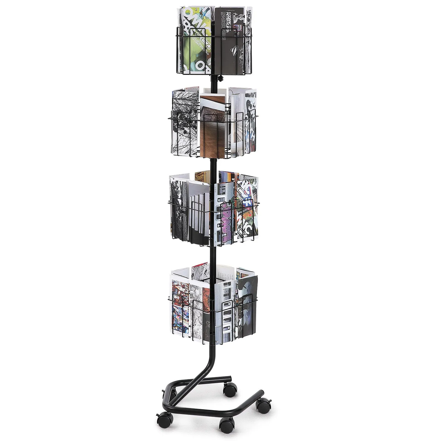 VEVOR Brochure Display Rack, 4-Tier 32 Pockets Rotating Magazine Literature Display Stand for Postcards,-$85