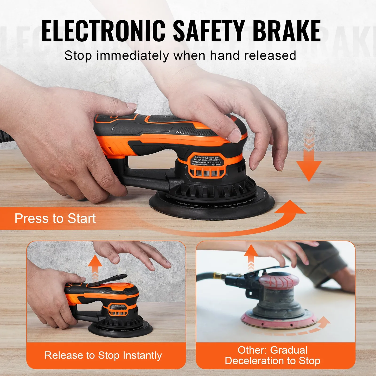 VEVOR Random Orbital Sander 5 & 6-Inch, 350W Brushless Orbital Sander, 10,000 PRM 6 Variable,-$130