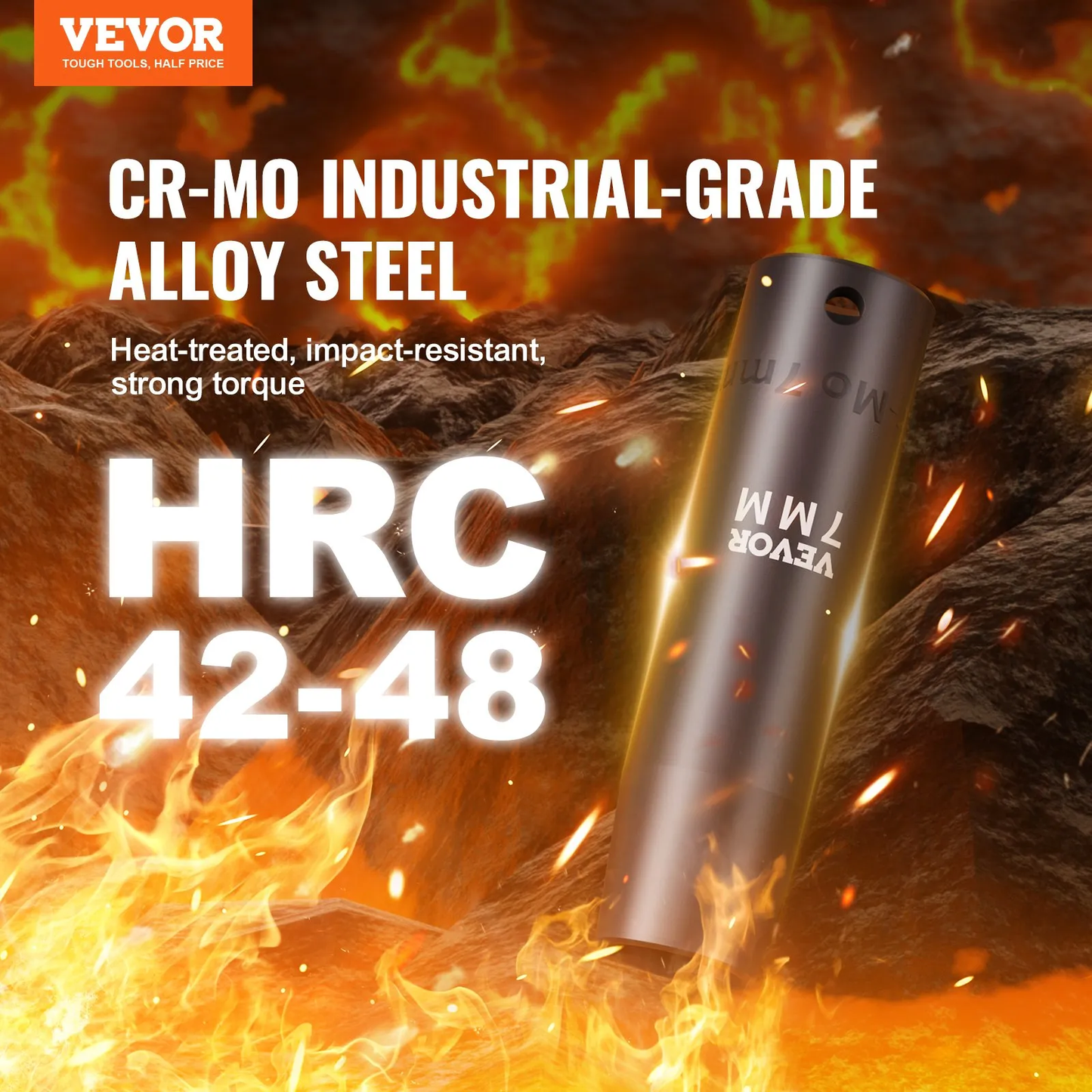 VEVOR 1/2" Drive Impact Socket Set, 9 Piece Deep Socket Set Metric 29-38mm, 6 Point Cr-Mo,-$35