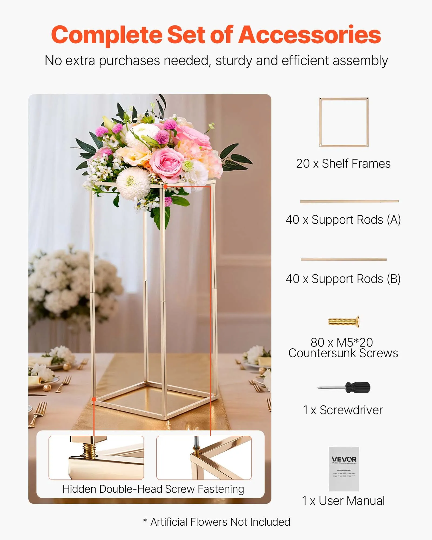 VEVOR Wedding Flower Stand, 10PCS 23.62-inch Column Flower Stand, Floral Stands,-$75