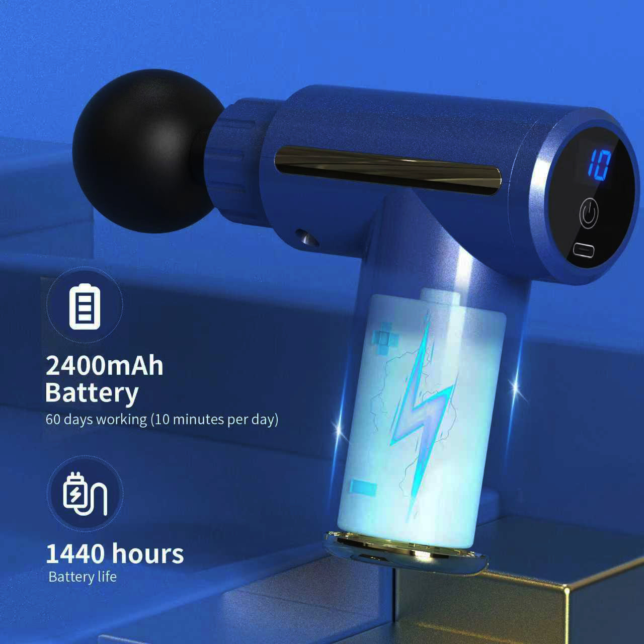 BNIB-SEJOY 10 Speed Massage Gun 4 Heads Muscle Massage Chargeable Handheld Deep Tissue,-$20