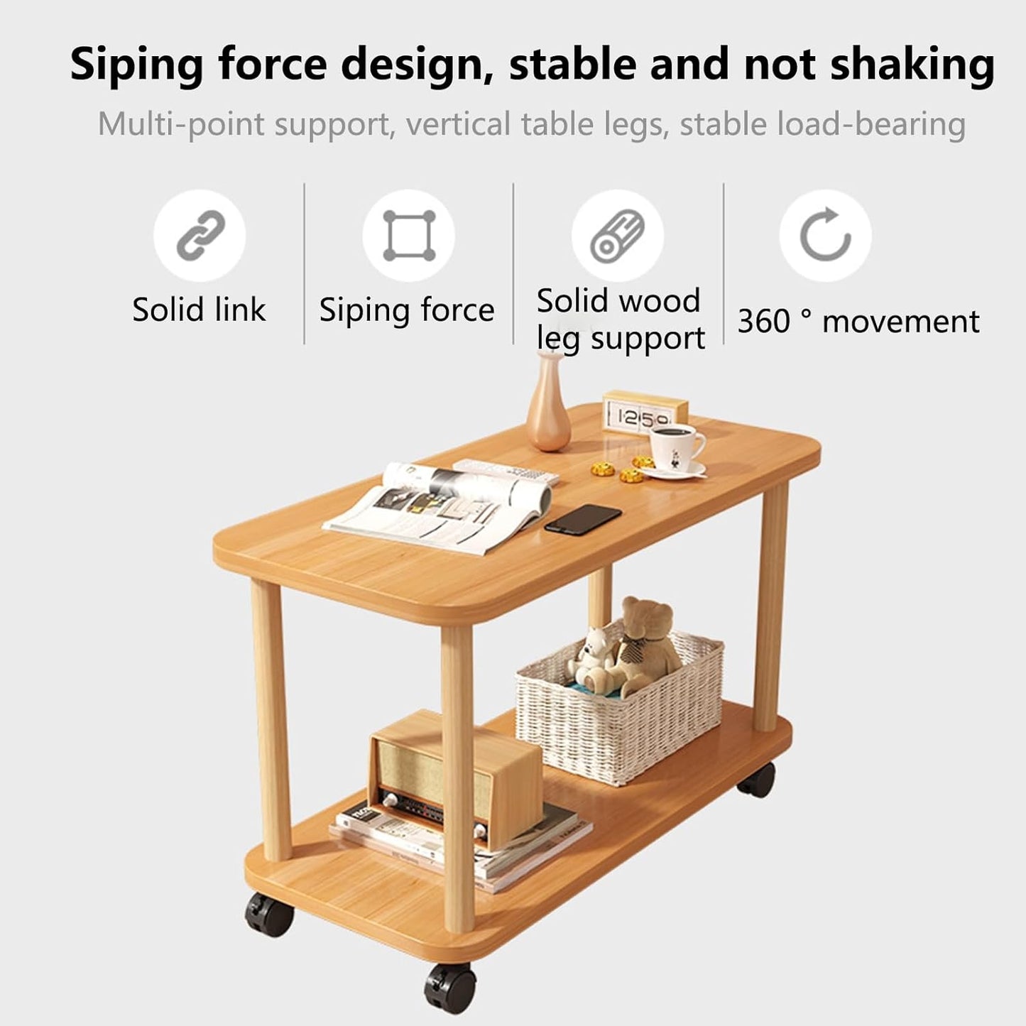 Brand New Assemble Small End Table for Small Spaces,Nightstand with 4 360-degree Wheels,-$40