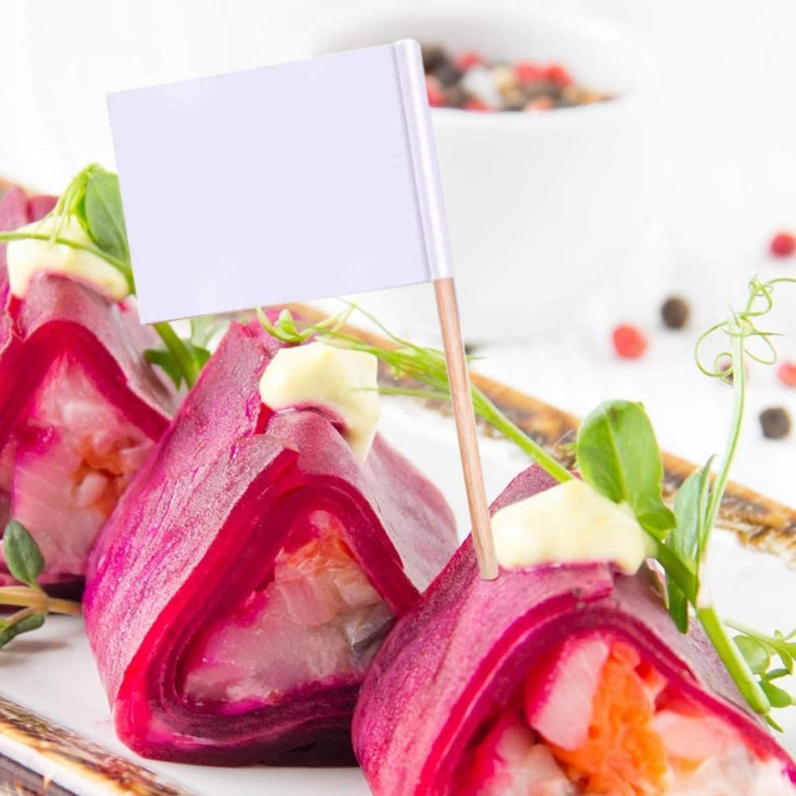 BNIB-100PCS Blank Toothpick Flags Charcuterie Labels Food Labels for Party White Mini Cake Marker,-$5
