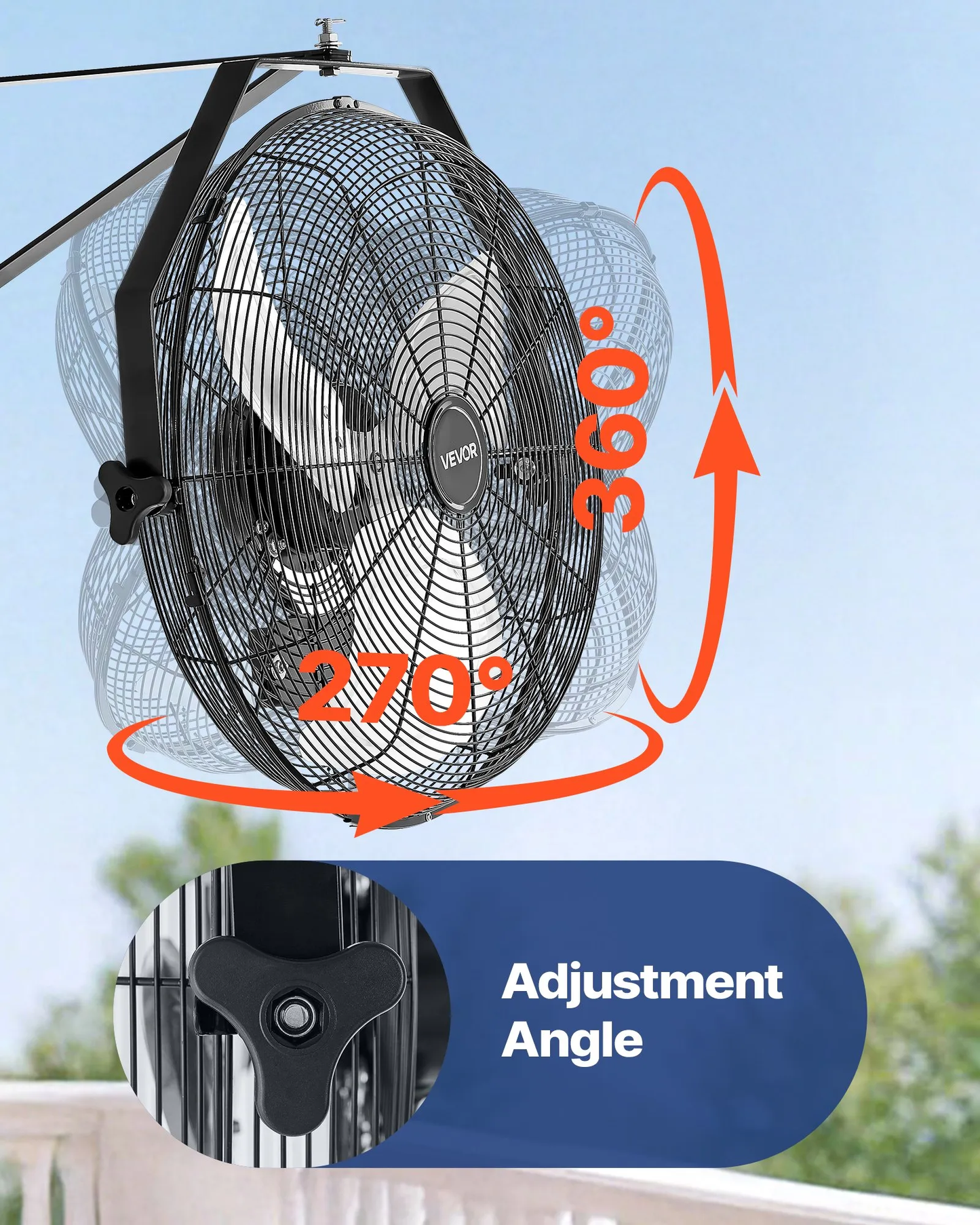 VEVOR 18 Inch Industrial Wall Mount Fan, High Velocity 4000 CFM Indoor Fan with 3 Speeds,-$65