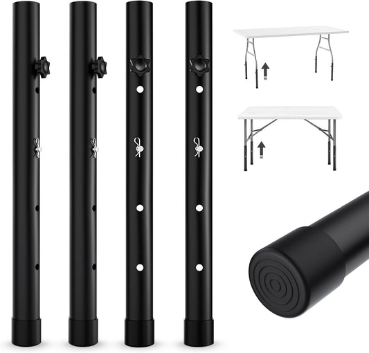BNIB-Table Leg Extensions for Straight/Bent Folding Tables, Metal Extenders, Reduces Stooped Work, (4 Pack)