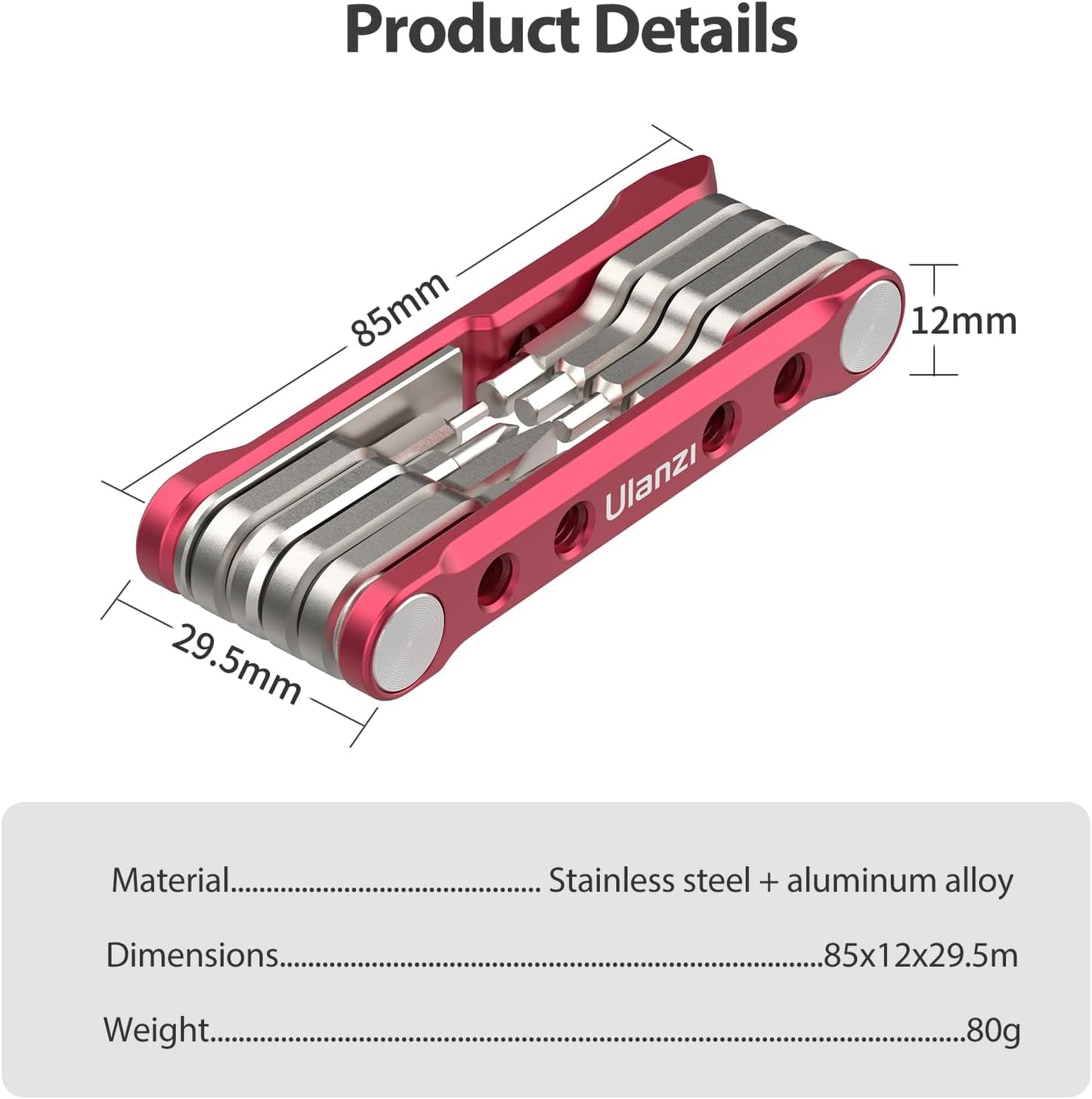 BNIB-ULANZI 9-in-1 Folding Tool Set with Screwdrivers and Hex Key Wrenches, Pocket Multitool Keychain