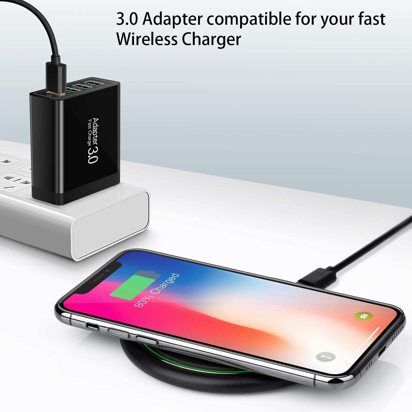 BNIB-Fast Charging 3.0 Wall Charger, 4-Port USB Charger Block, iSeekerKit Multi USB Power Adapter,-$8