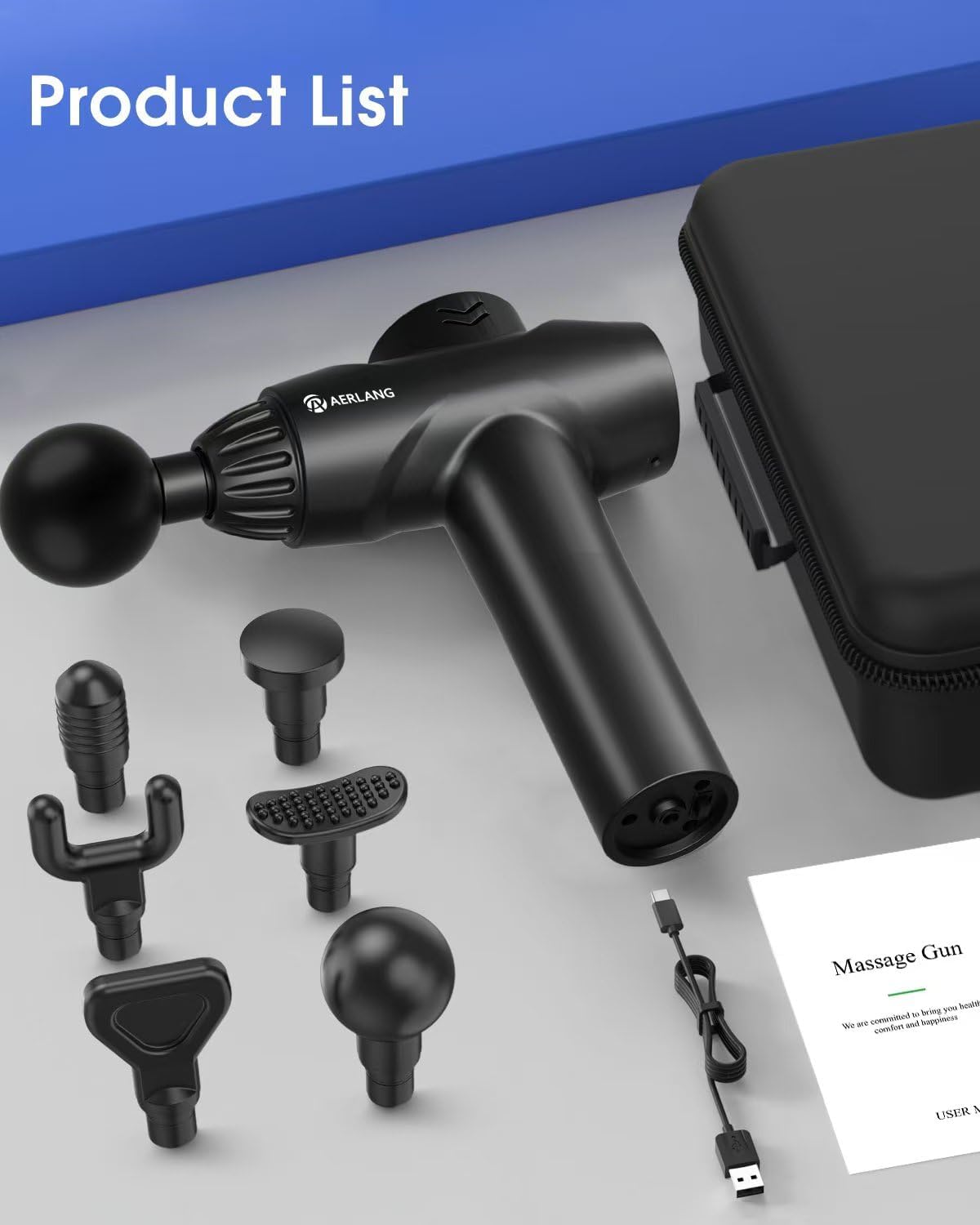 BNIB-AERLANG Massage Gun,Percussion Massage Gun, Muscle Handheld Deep Tissue Massager (Black),