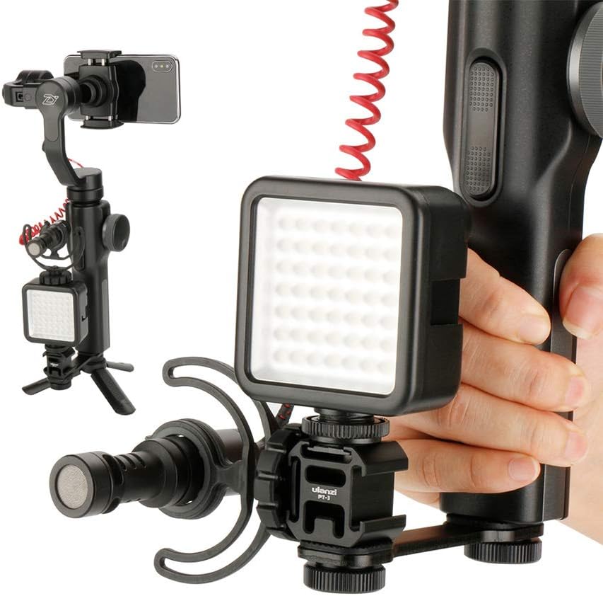 BNIB-ULANZI PT-3 Triple Cold Shoe Mount, Camera & Smartphone Vlog Video Microphone Extension Bar