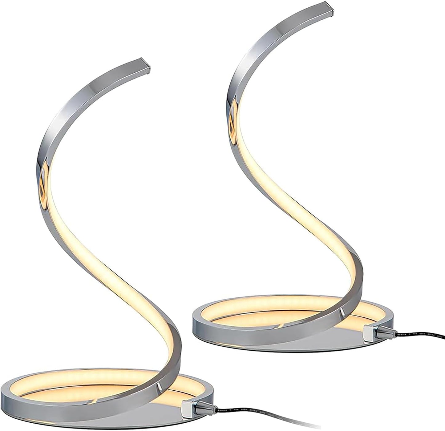BNIB-Table Lamp, Modern Spiral Bedside Lamps, 2 Packs12W Stepless Dimmable LED Touch Lamp,-$15