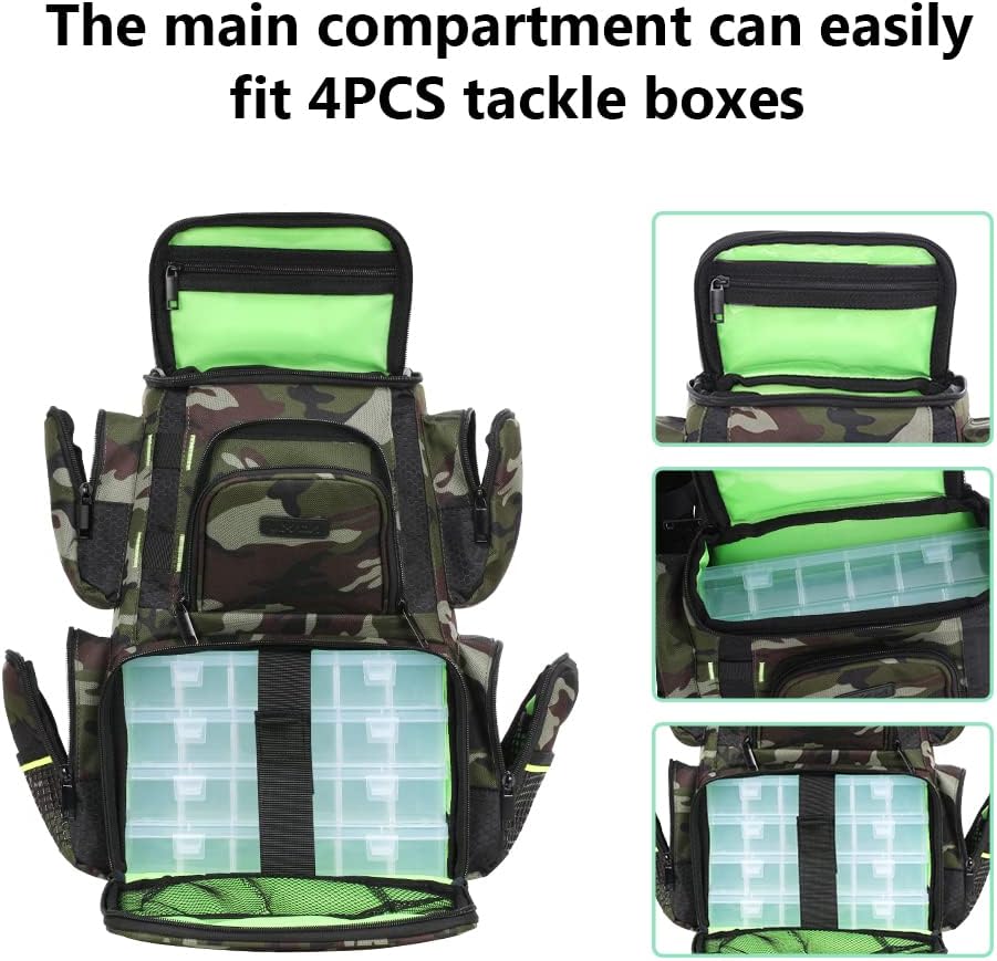 BNIB-Lixada Fishing Tackle Backpack Multifunctional Fishing Tackle Utility Bag Large Waterproof Tackle Bag Storage,