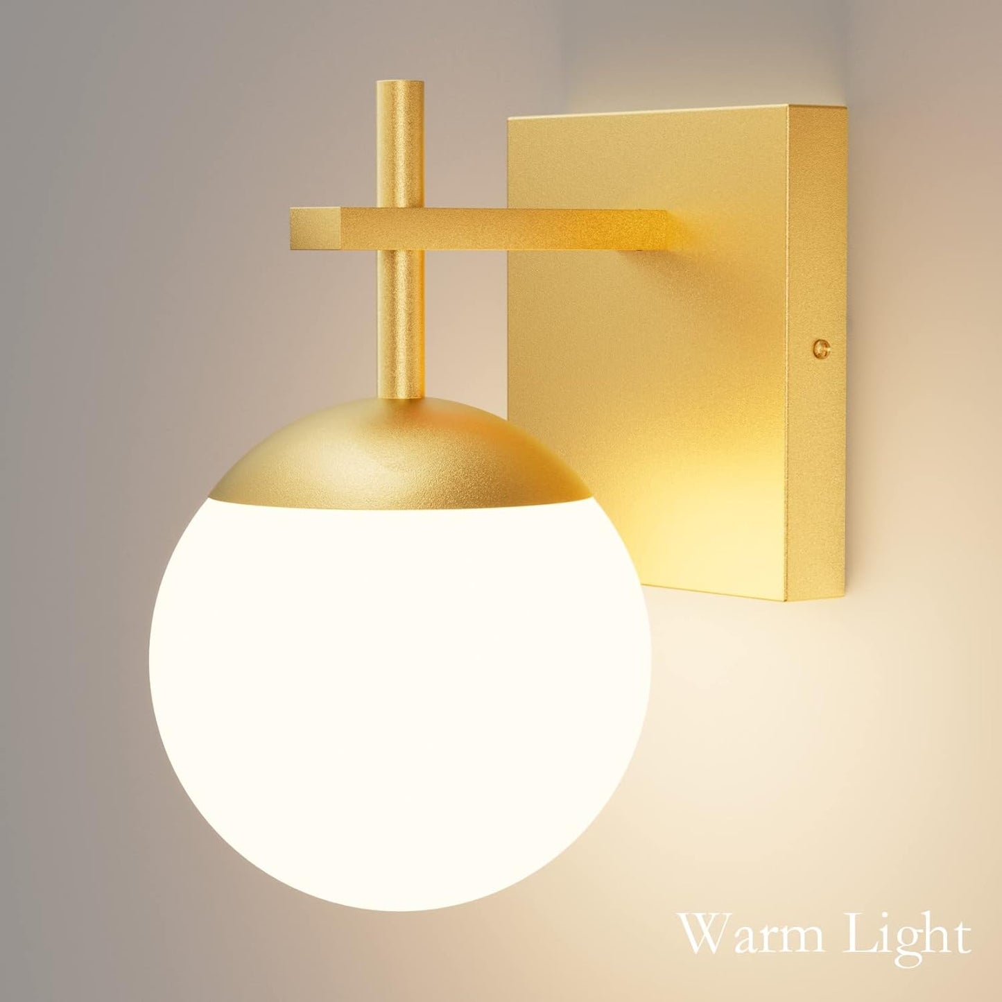 Wall Sconce, Mid Century Modern Gold Wall Light Fixtures Milky Glass Indoor (Exclude Bulb),-$25