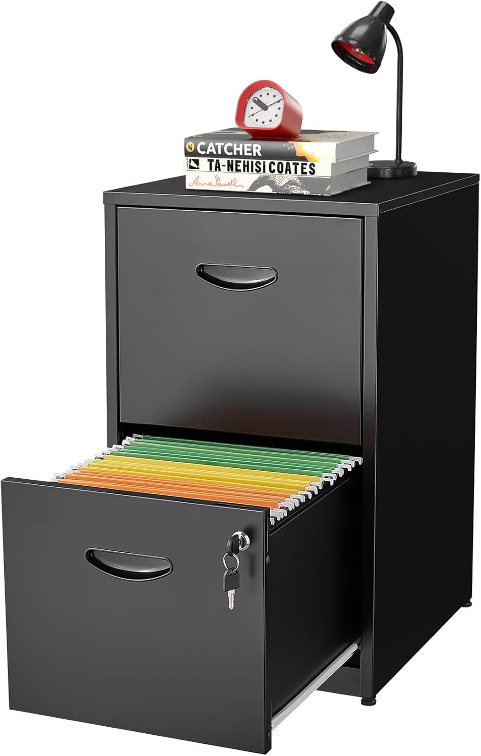 Brand New Filing Cabinet 2 Drawer with Lock, Under Desk Metal Filing Cabinet(black)