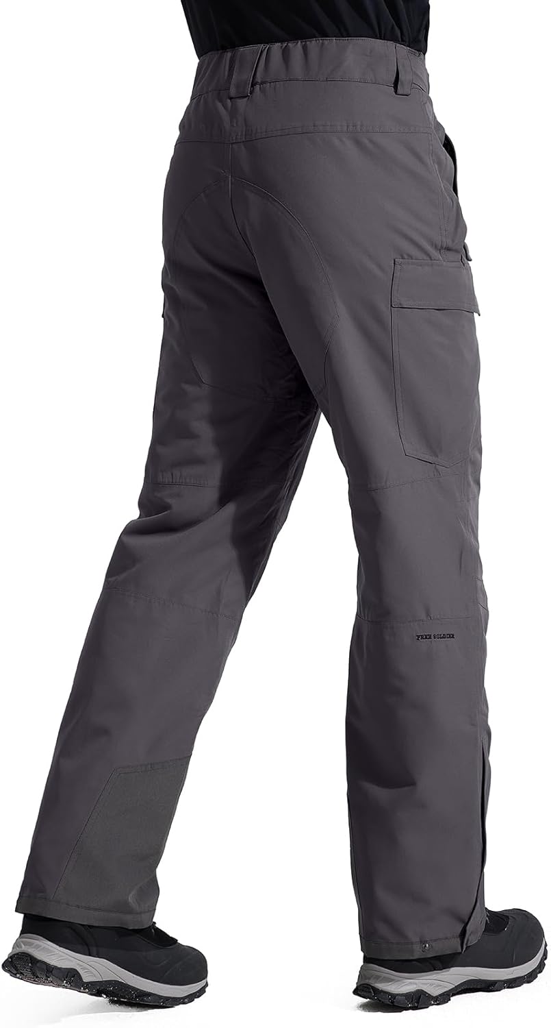 BNIB-FREE SOLDIER Men's Waterproof Snow Insulated Pants Winter Skiing Snowboarding Pants (‎Gray)