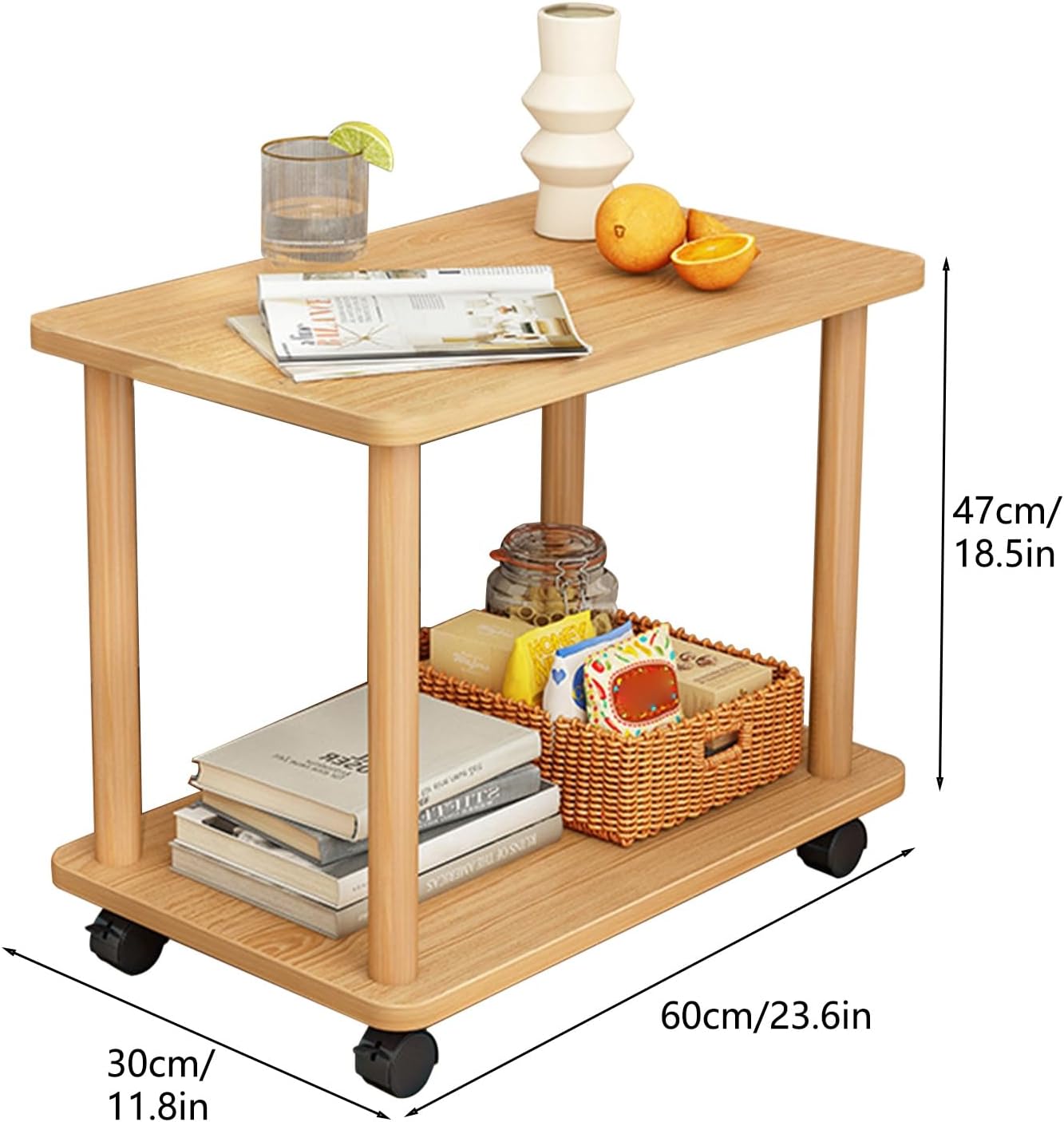 Brand New Assemble Small End Table for Small Spaces,Nightstand with 4 360-degree Wheels,-$40