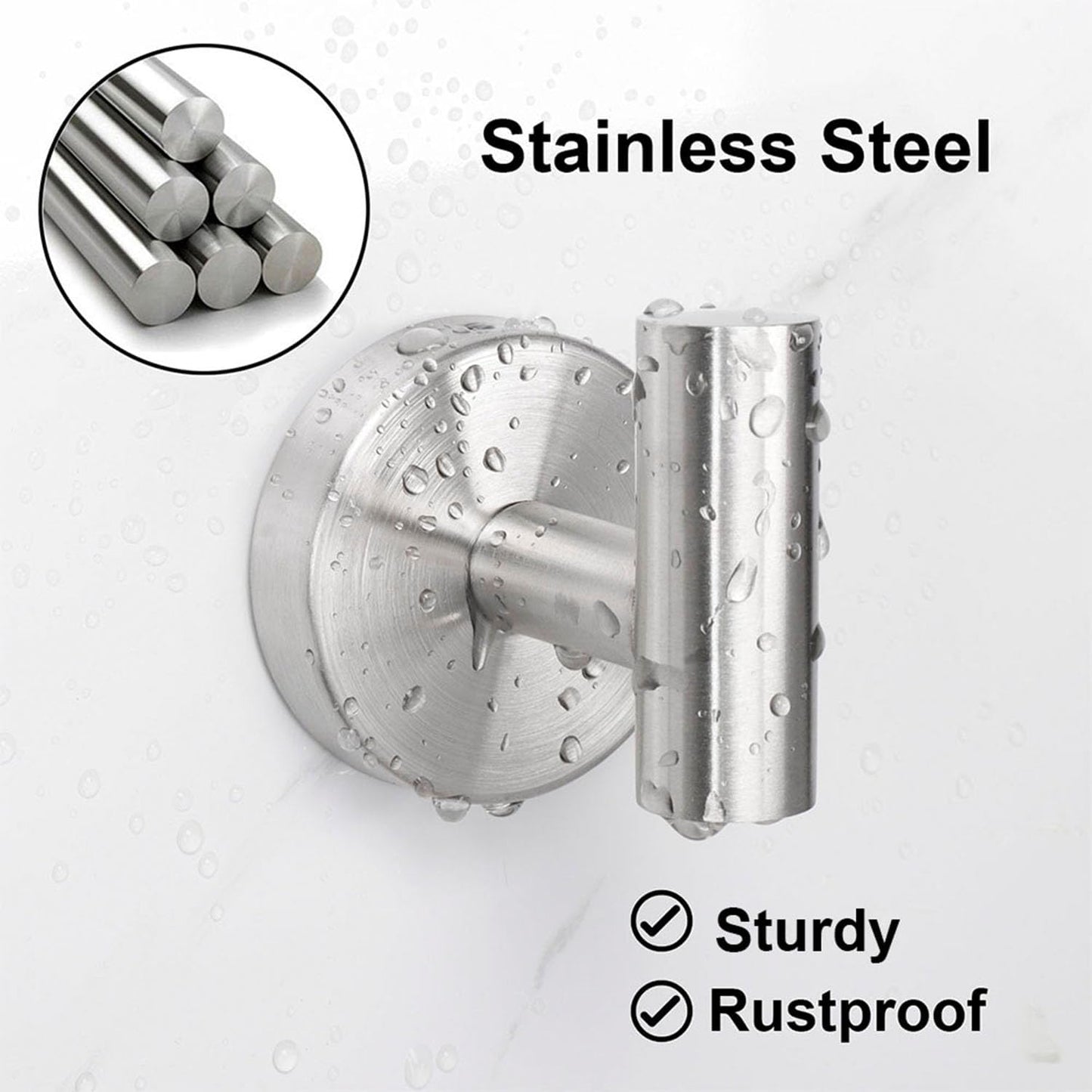 BNIB-Towel Hook for Bathroom, Wall Mounted Robe Hook, SUS 304 Stainless Steel Coat Hook,-$8/1set,-$15/2sets