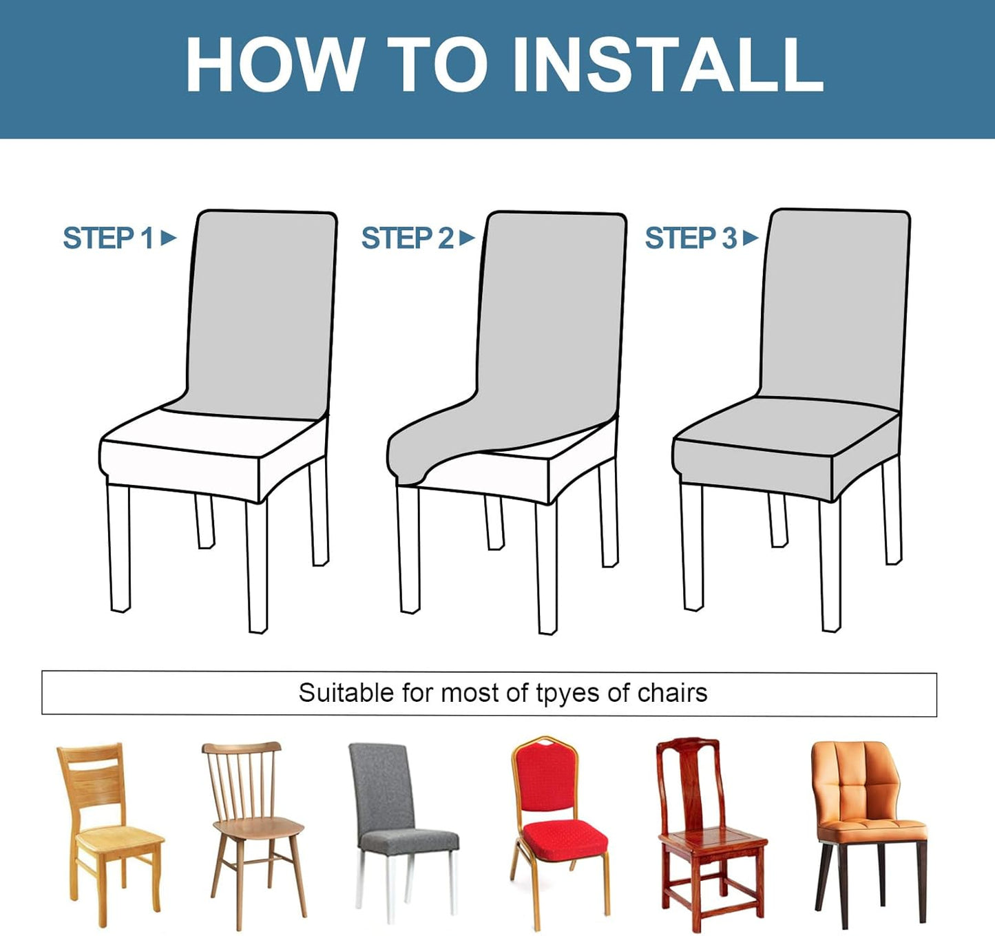 BNIB-Waterproof Chair Covers for Dining Room 6 Pack, Dining Chair Cover Removable Chair Slipcover,-$25